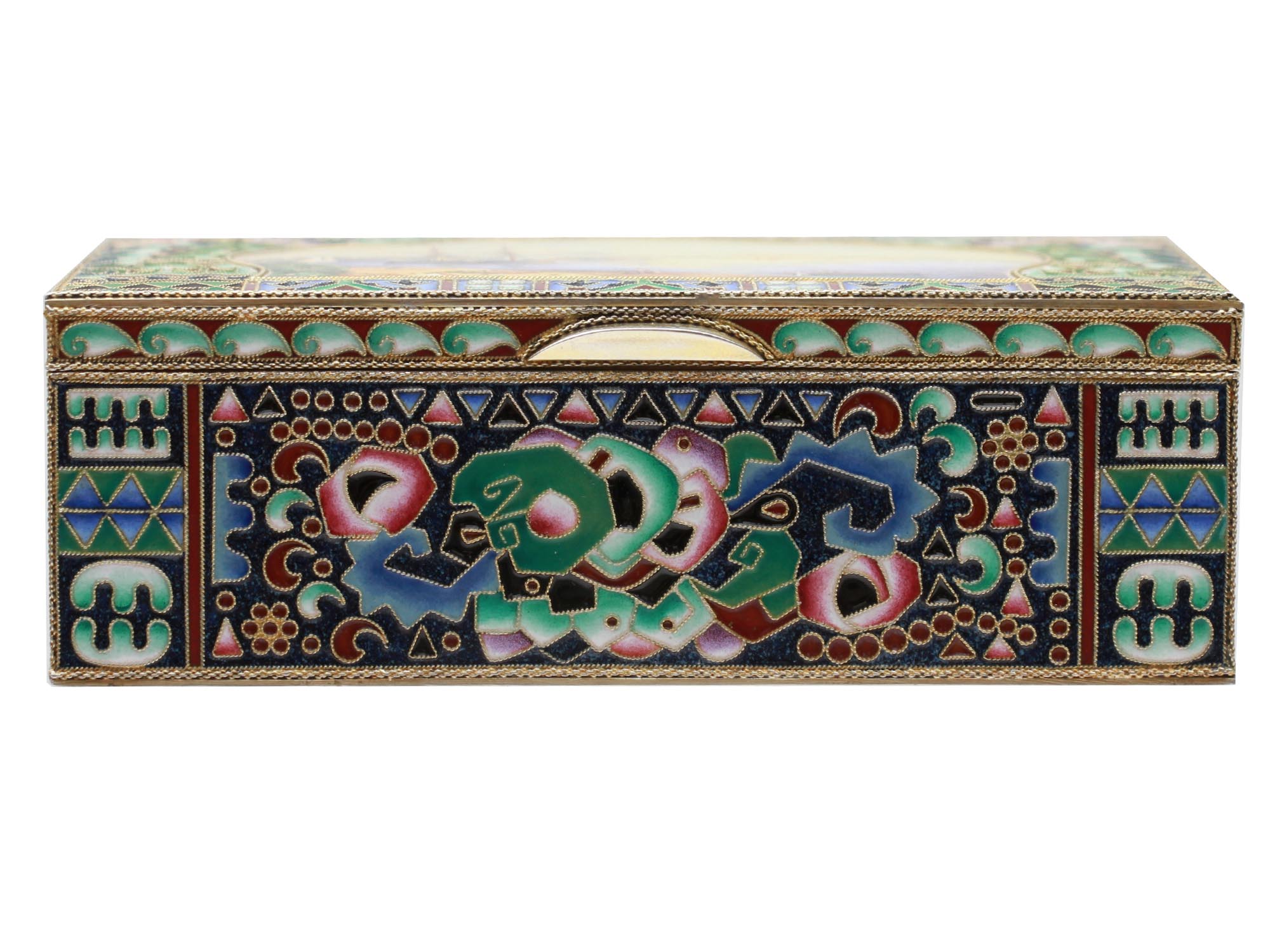 A LARGE RUSSIAN SILVER AND ENAMEL CASKET BOX PIC-2