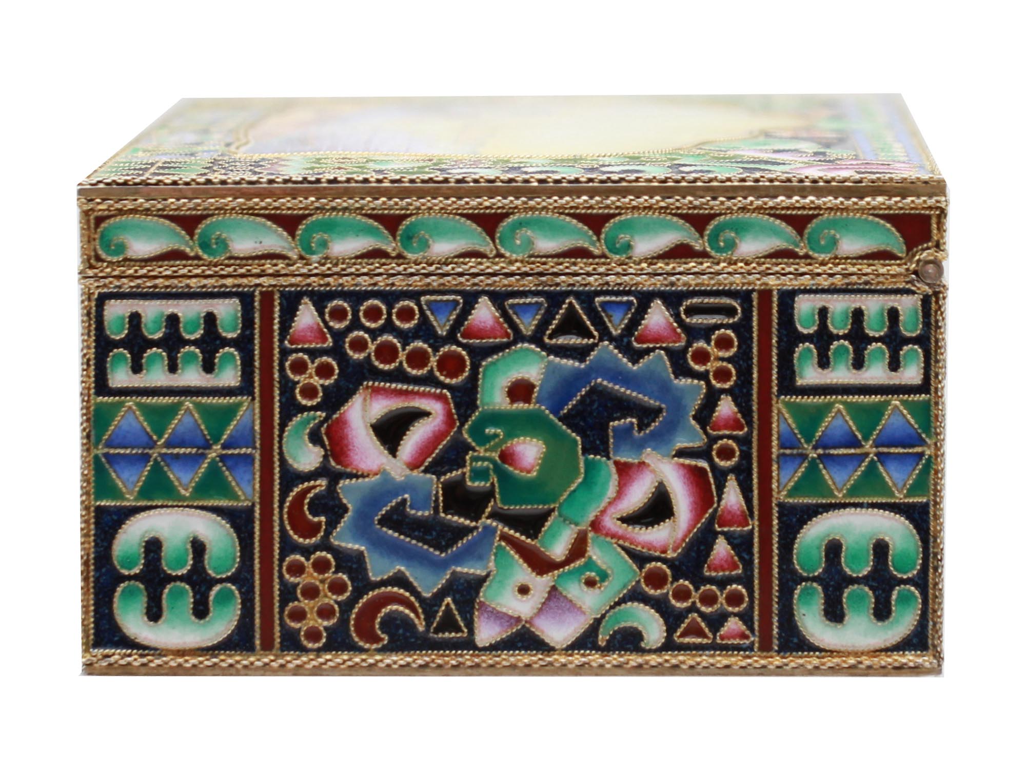 A LARGE RUSSIAN SILVER AND ENAMEL CASKET BOX PIC-3