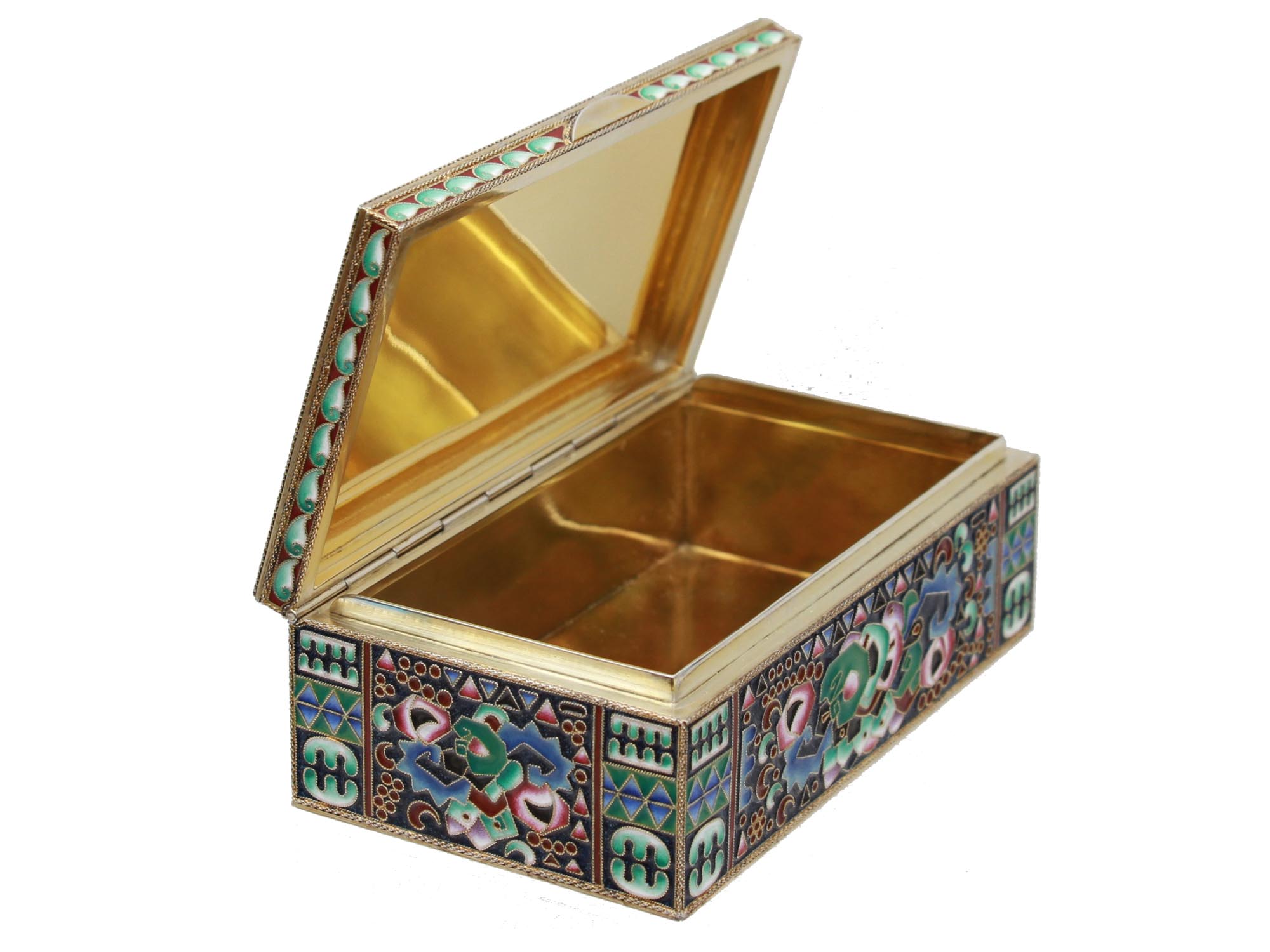 A LARGE RUSSIAN SILVER AND ENAMEL CASKET BOX PIC-4