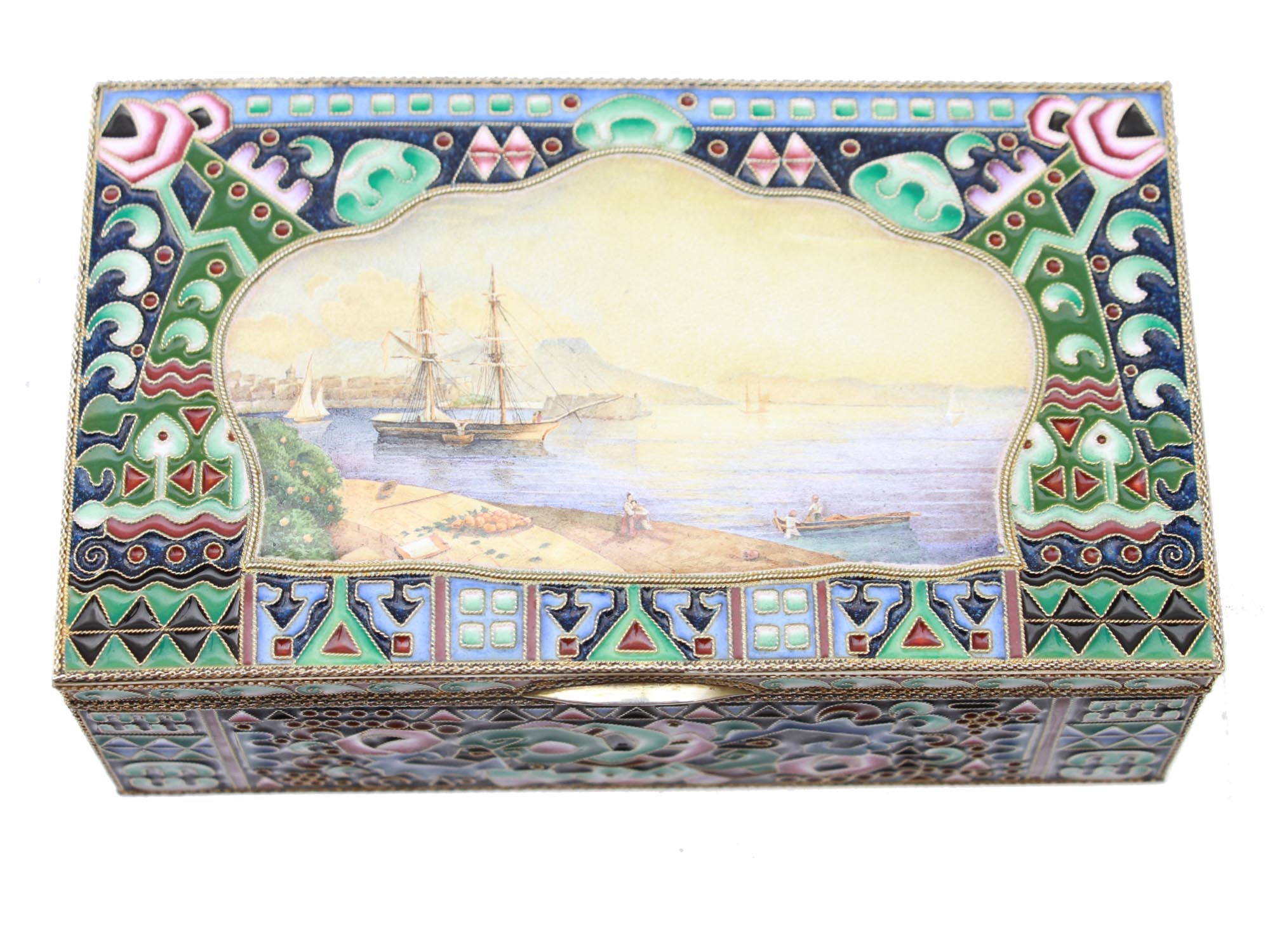 A LARGE RUSSIAN SILVER AND ENAMEL CASKET BOX PIC-5