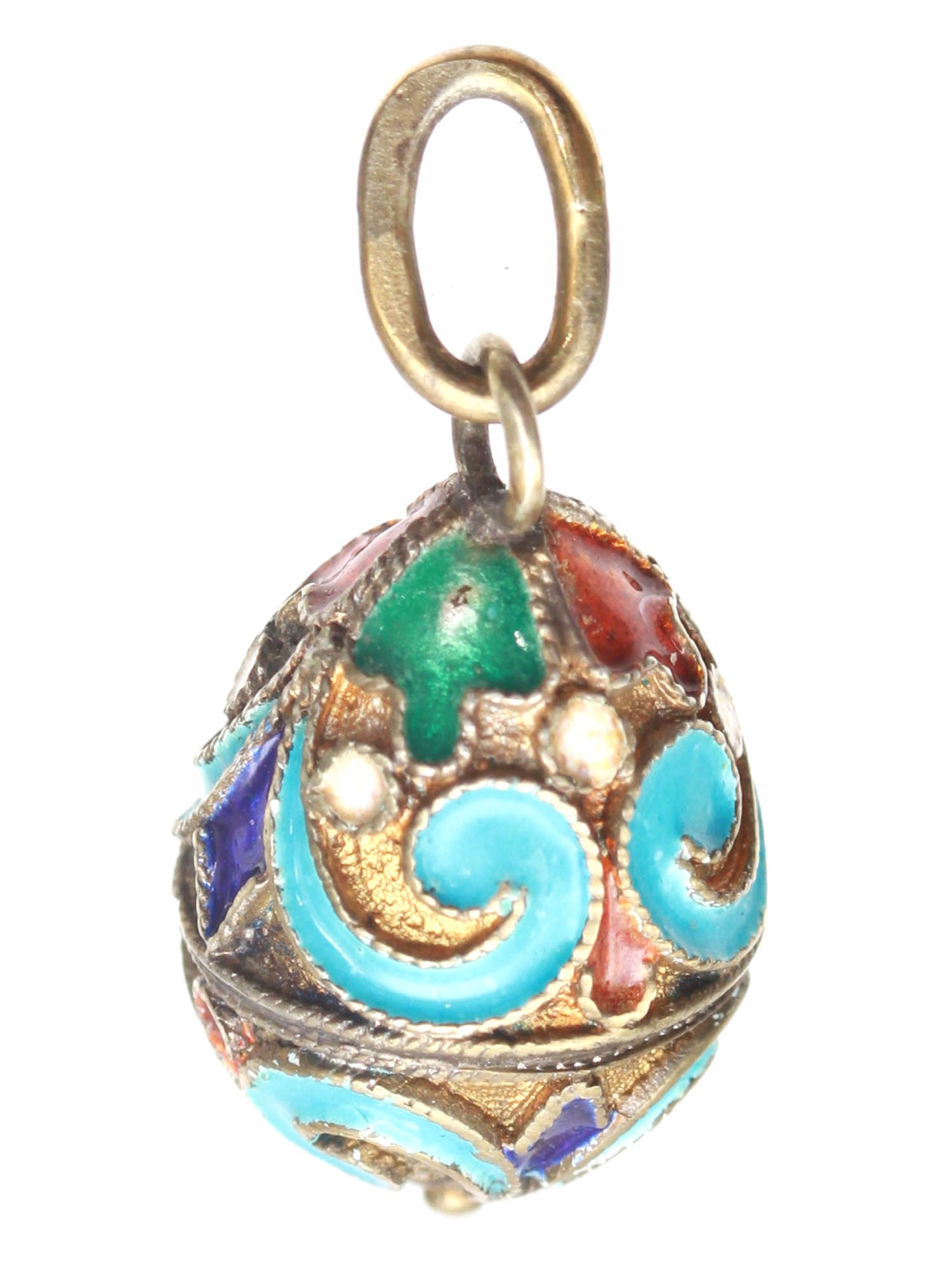 A RUSSIAN SILVER AND ENAMEL EASTER EGG PENDANT PIC-3