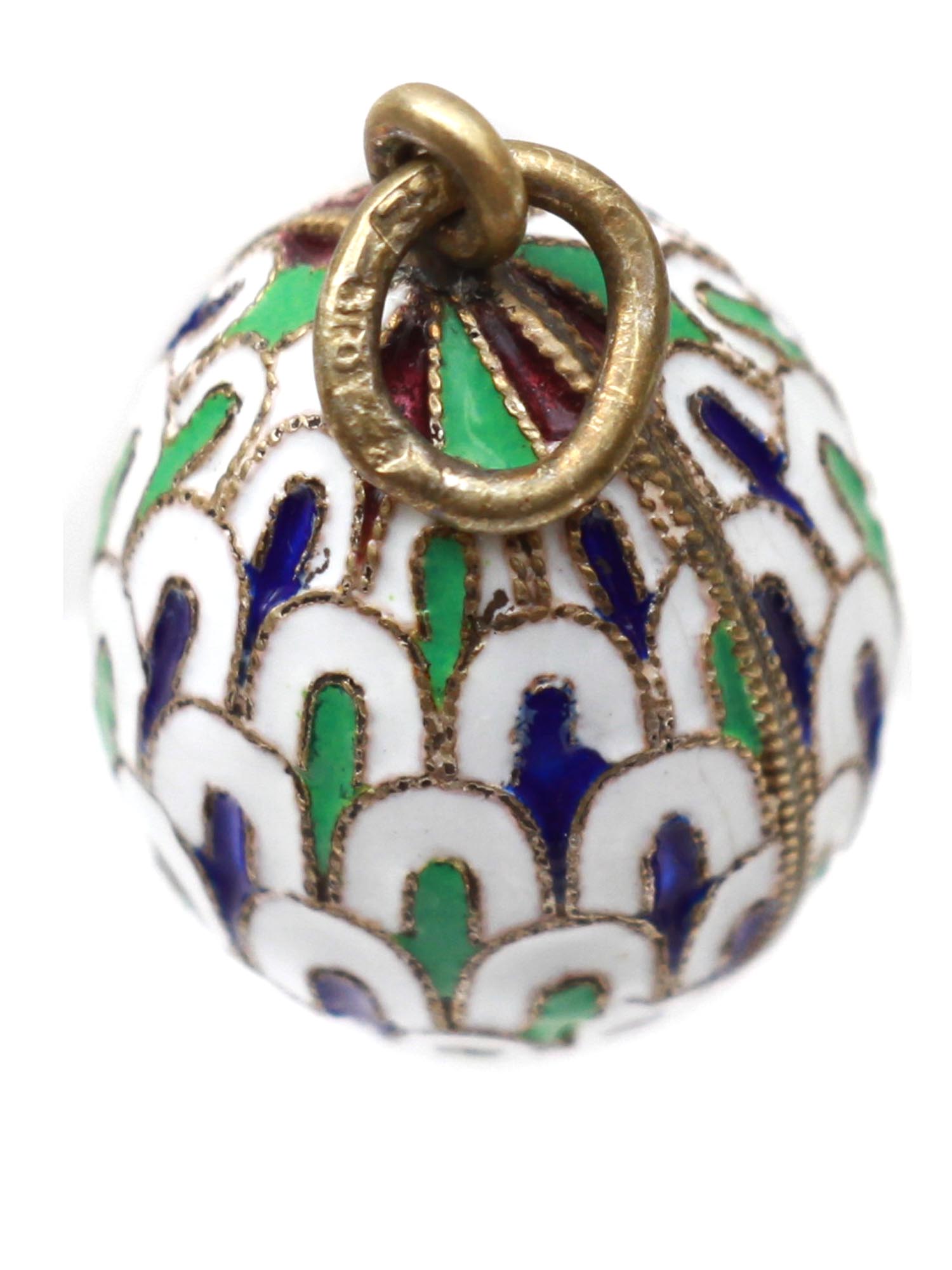 A RUSSIAN SILVER AND ENAMEL EASTER EGG PENDANT PIC-2