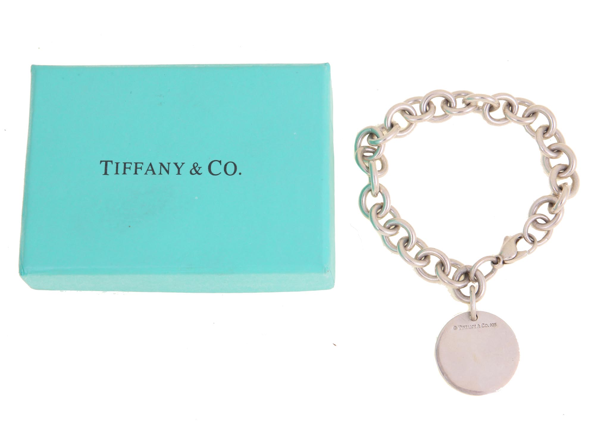 A VINTAGE TIFFANY & CO. ROUND TAG CHARM BRACELET PIC-0