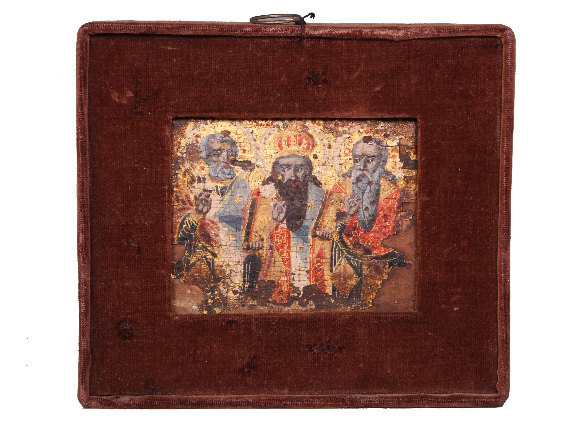 AN ANTIQUE RUSSIAN ORTHODOX DOUBLE SIDED ICON PIC-0