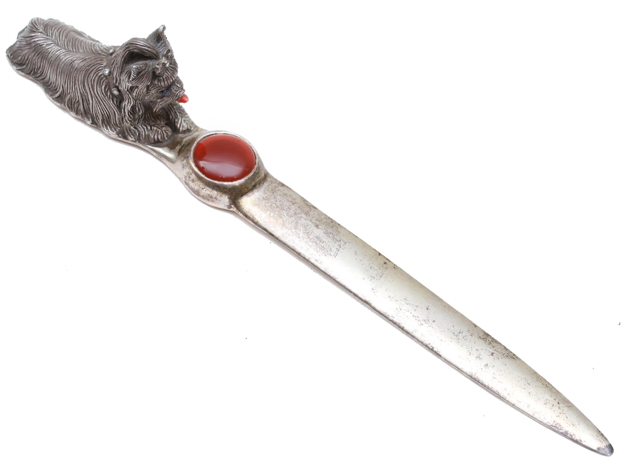 FIGURAL STERLING SILVER & DIAMONDS LETTER OPENER PIC-0