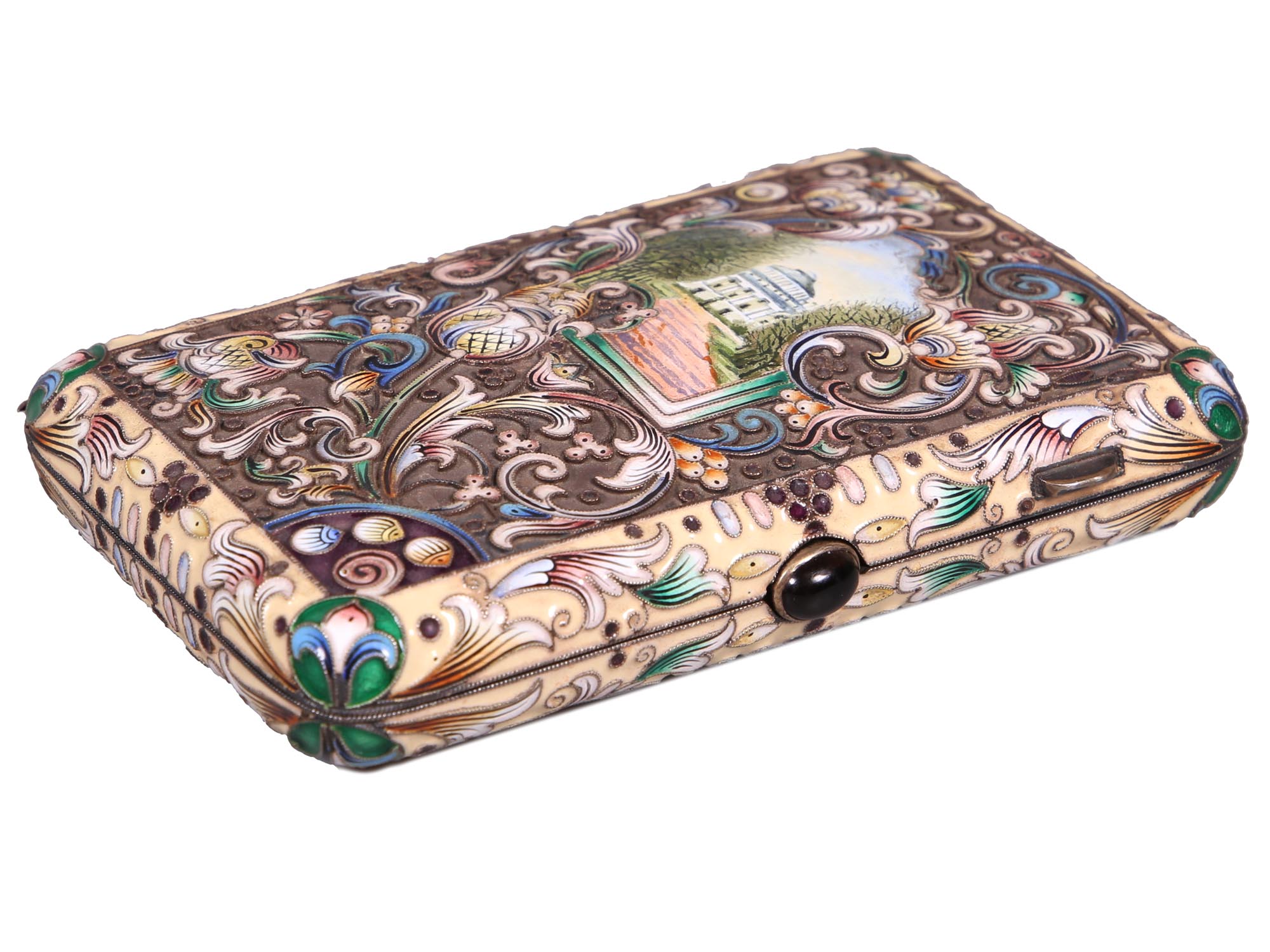 A RUSSIAN SILVER AND ENAMEL CIGARETTE CASE PIC-0