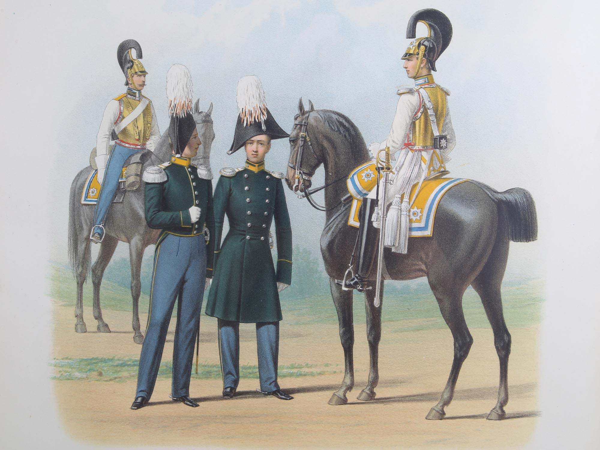 A PAIR OF ANTIQUE RUSSIAN CUIRASSIER LITHOGRAPHS PIC-2