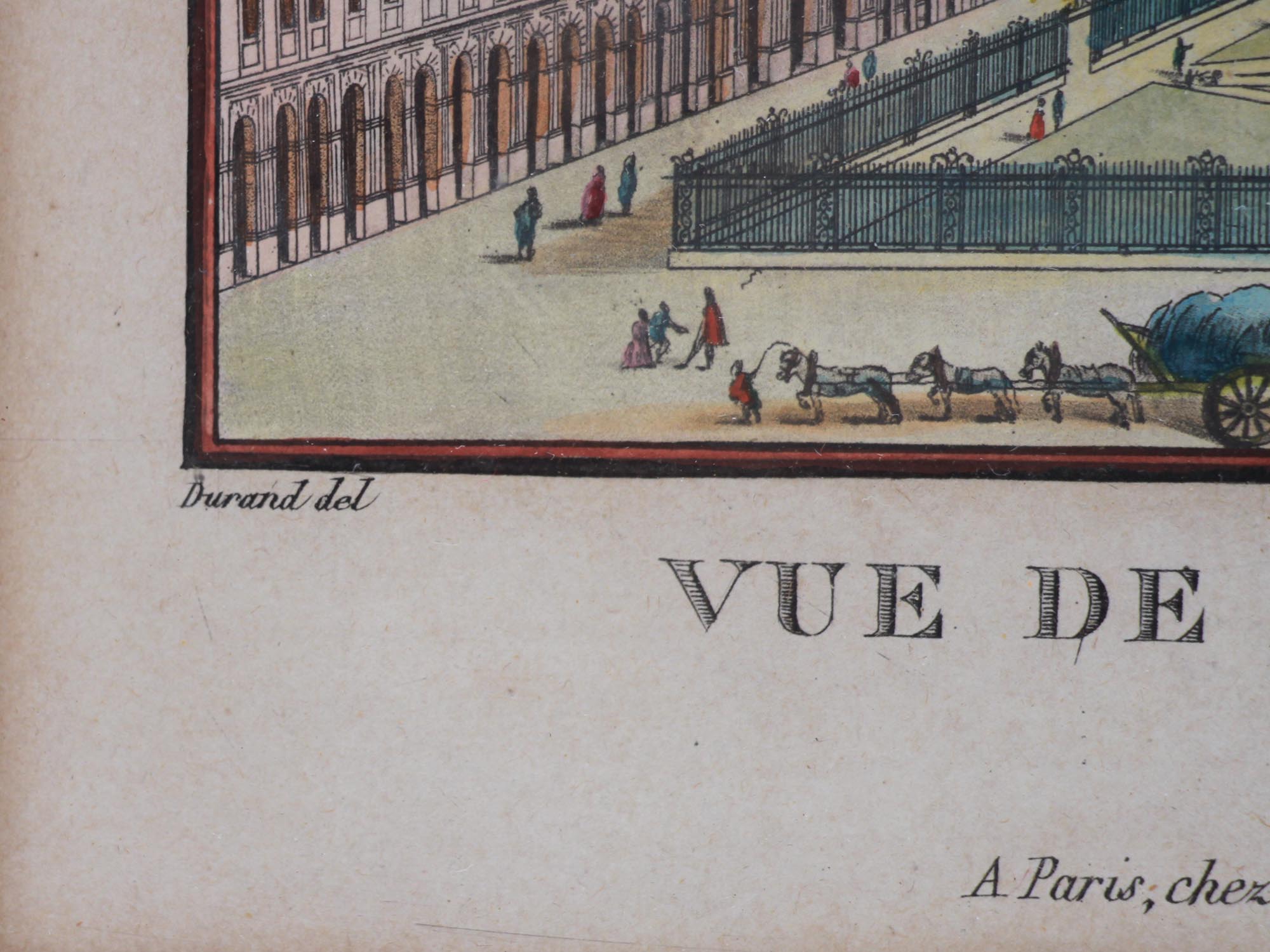 AN 18TH CEN COLOR ENGRAVING OF FRENCH CITY VIEW PIC-4