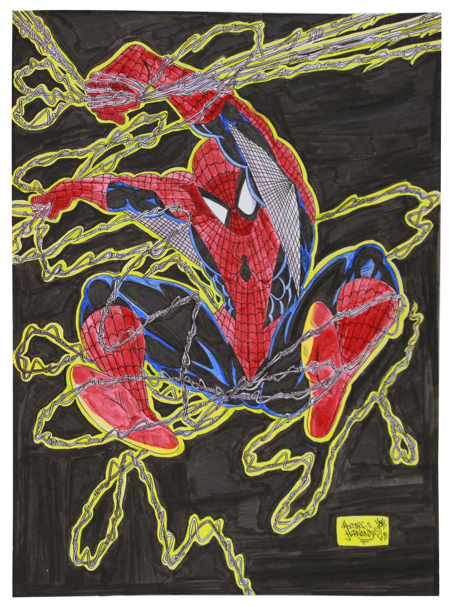 2 SPIDER-MAN PAINTINGS SIGNED BY HECTOR HERNANDEZ PIC-2