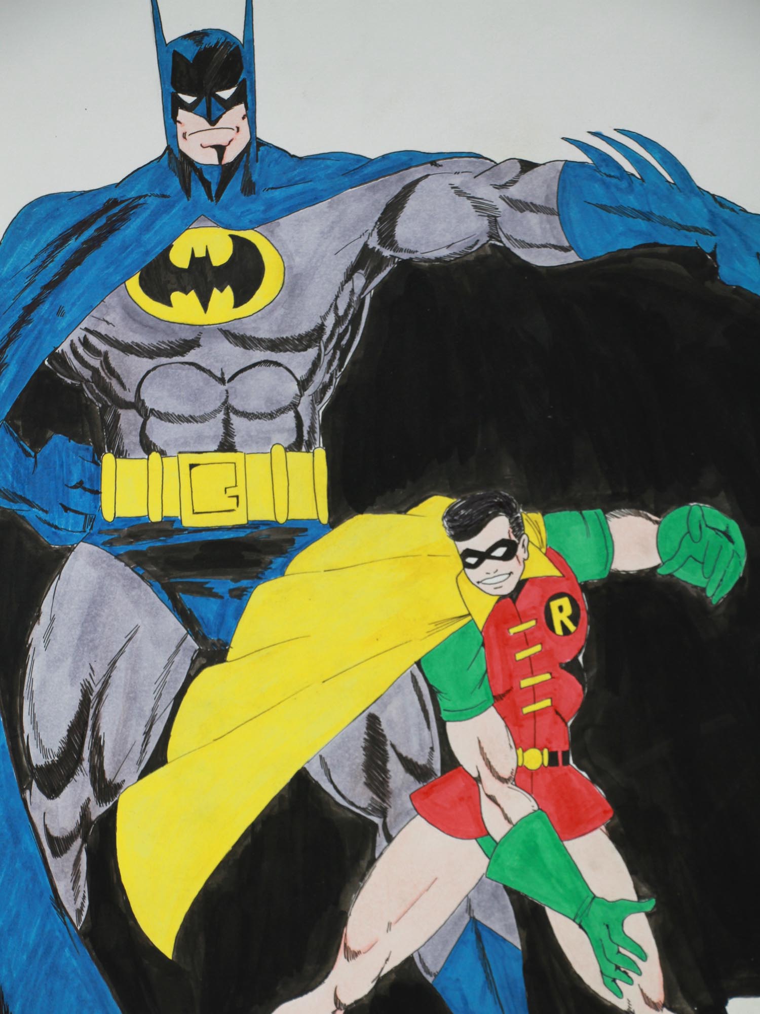 BATMAN ROBIN PAINTING SIGNED BY HECTOR HERNANDEZ PIC-1