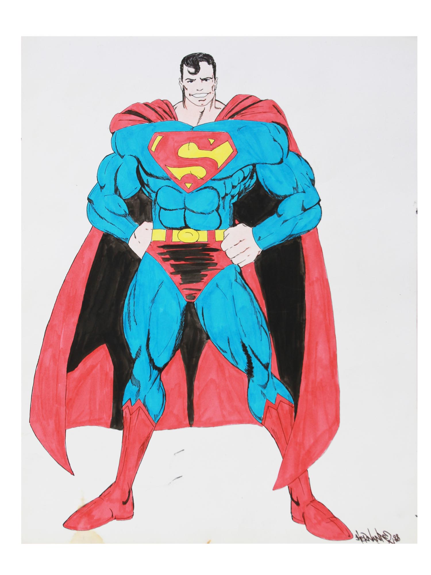 A SUPERMAN PAINTING SIGNED BY HECTOR S HERNANDEZ PIC-0