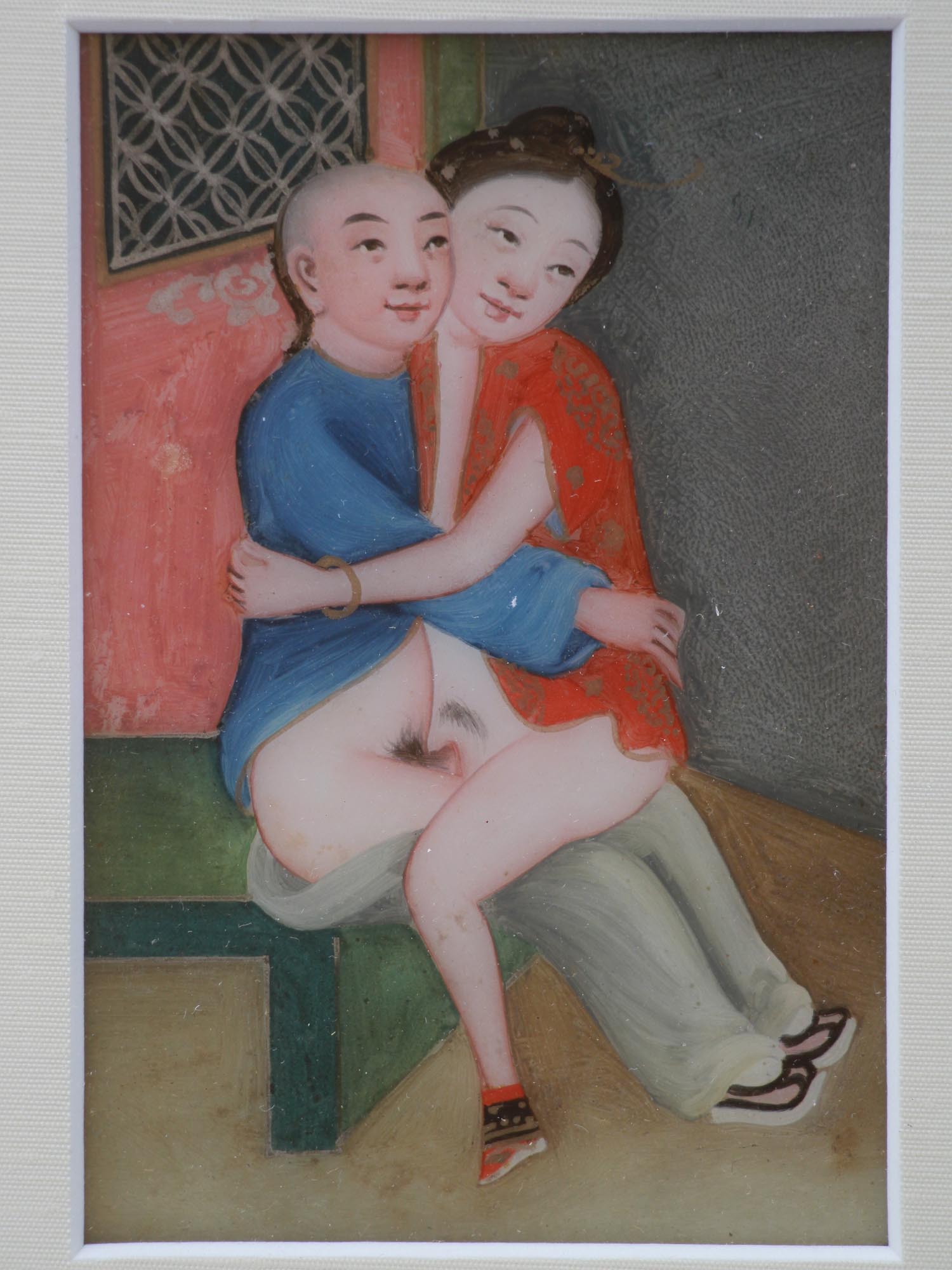 A CHINESE EROTIC SCENE WATERCOLOR PAINTING PIC-1