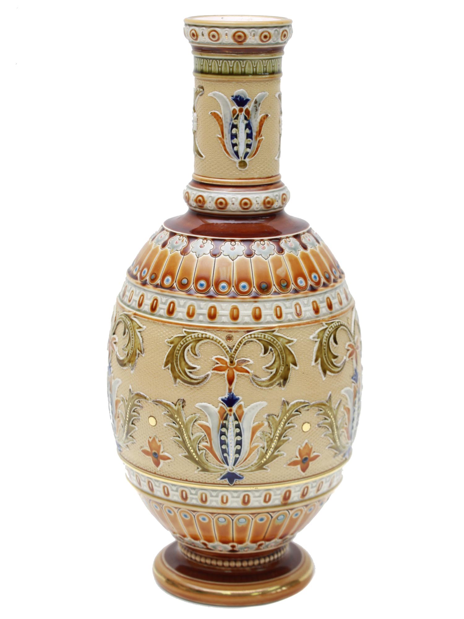 AN ANTIQUE GERMAN METTLACH-STYLE VASE, CA. 1900 PIC-1