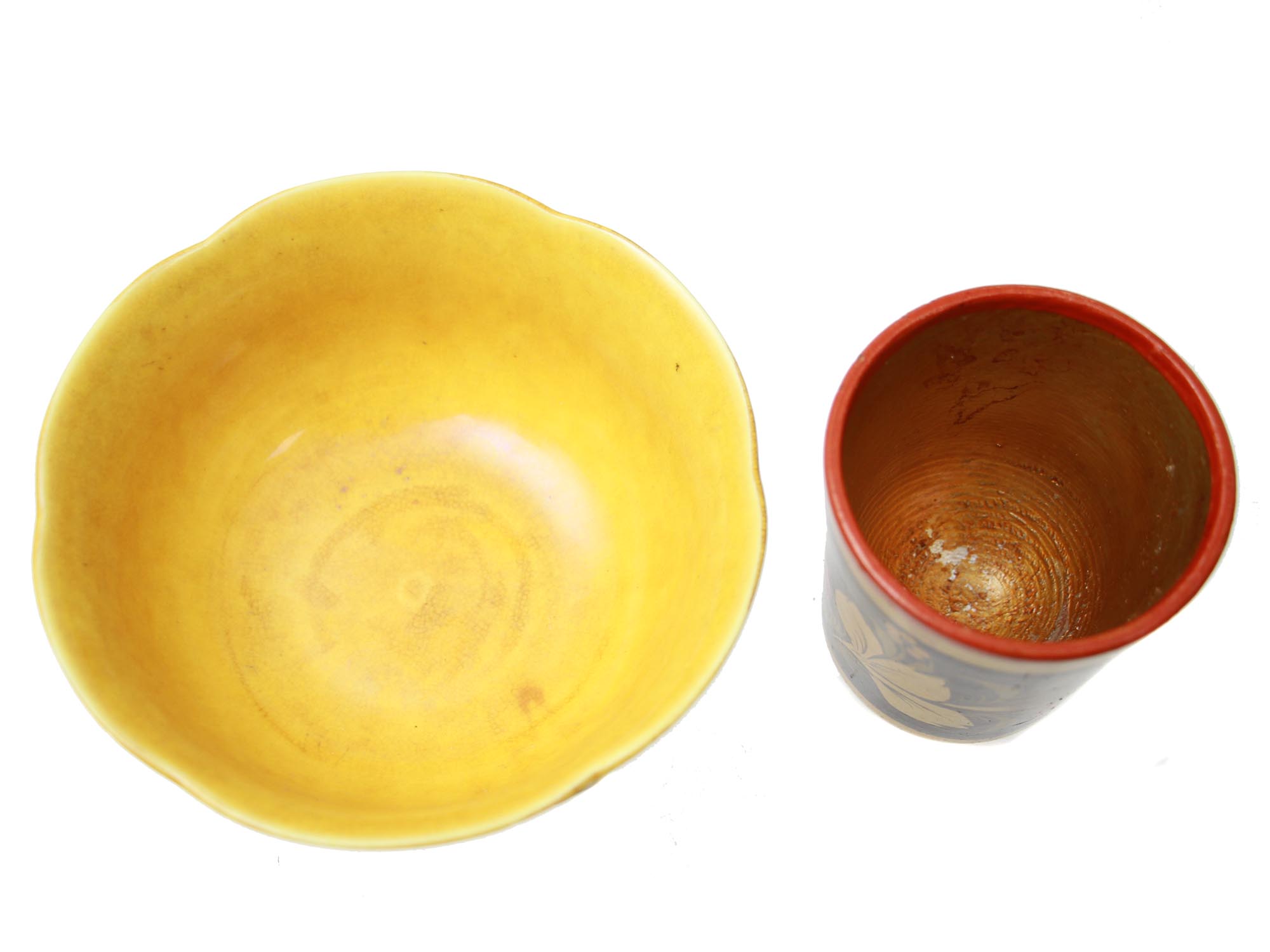 SET OF CHINESE CERAMIC BOWL AND RUSSIAN WOOD MUG PIC-3