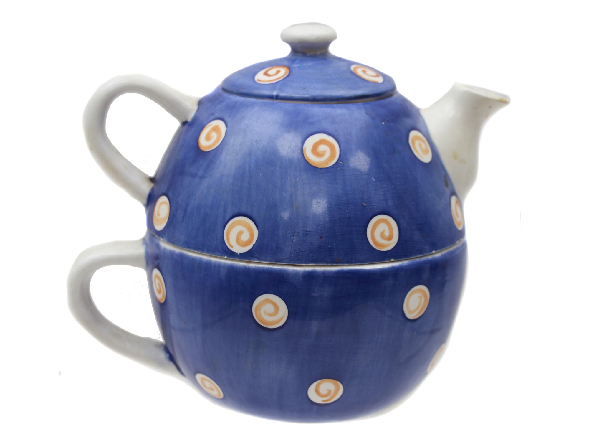 JAZZ CAFE HAND PAINTED CERAMIC TEA POT & CUP SET PIC-1