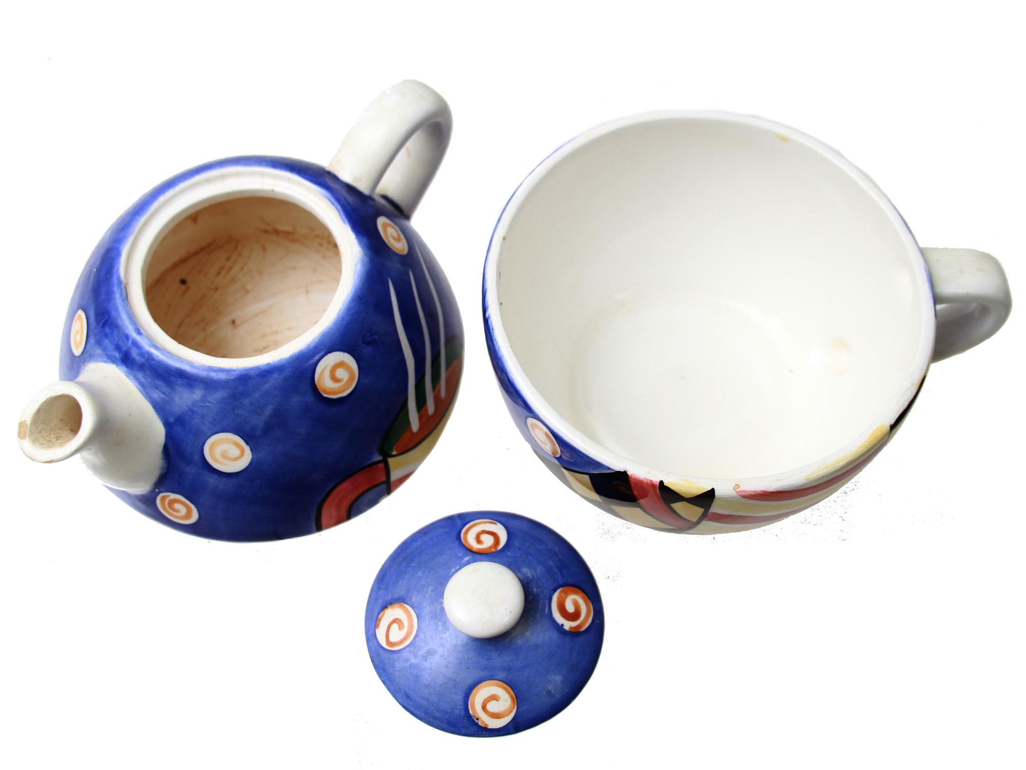 JAZZ CAFE HAND PAINTED CERAMIC TEA POT & CUP SET PIC-5