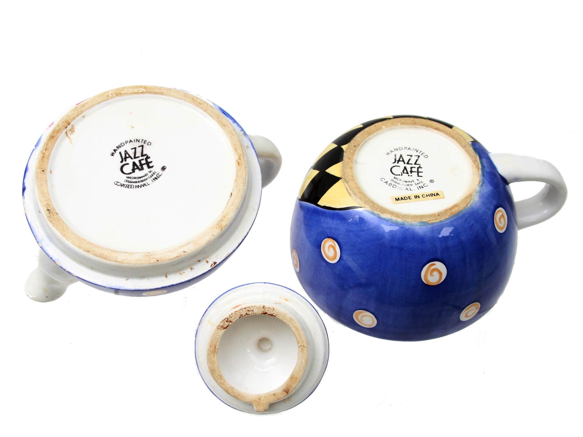 JAZZ CAFE HAND PAINTED CERAMIC TEA POT & CUP SET PIC-6