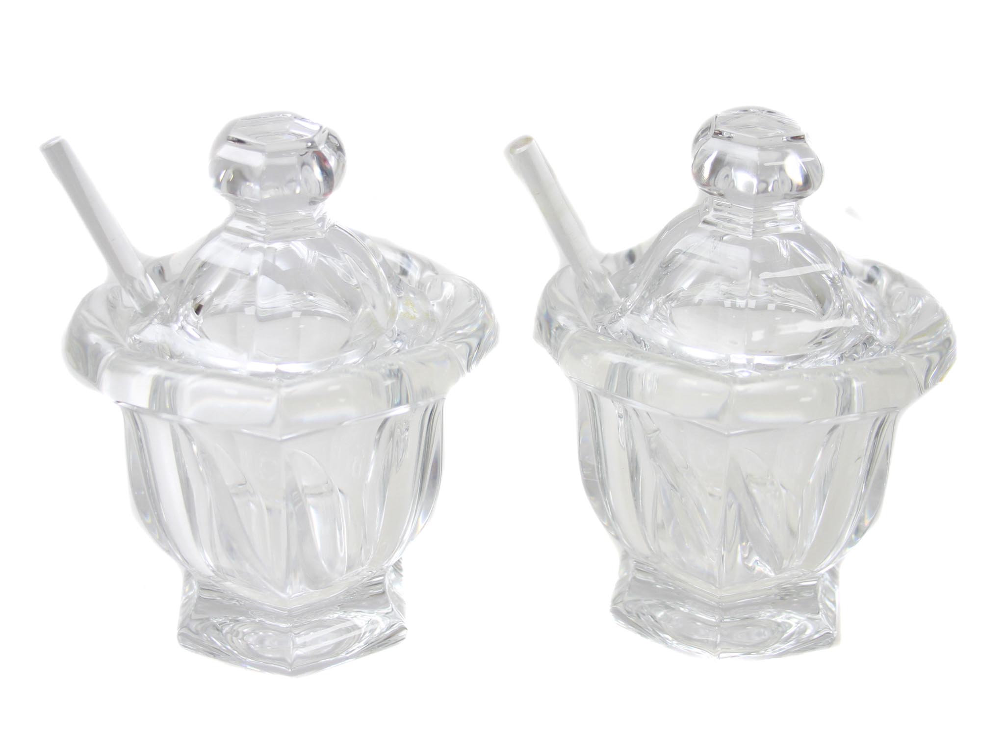 A PAIR OF CRYSTAL BACCARAT FRANCE SUGAR BOWLS PIC-0