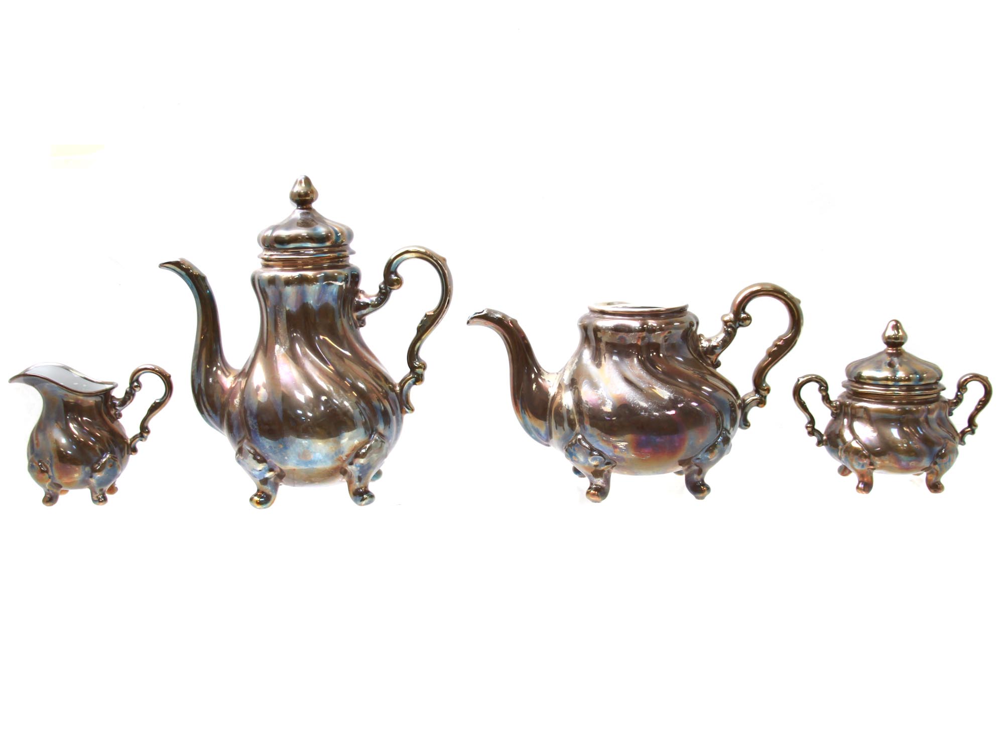 A VINTAGE FEINSILBER AUFLAGE TEA & COFFEE SET PIC-0