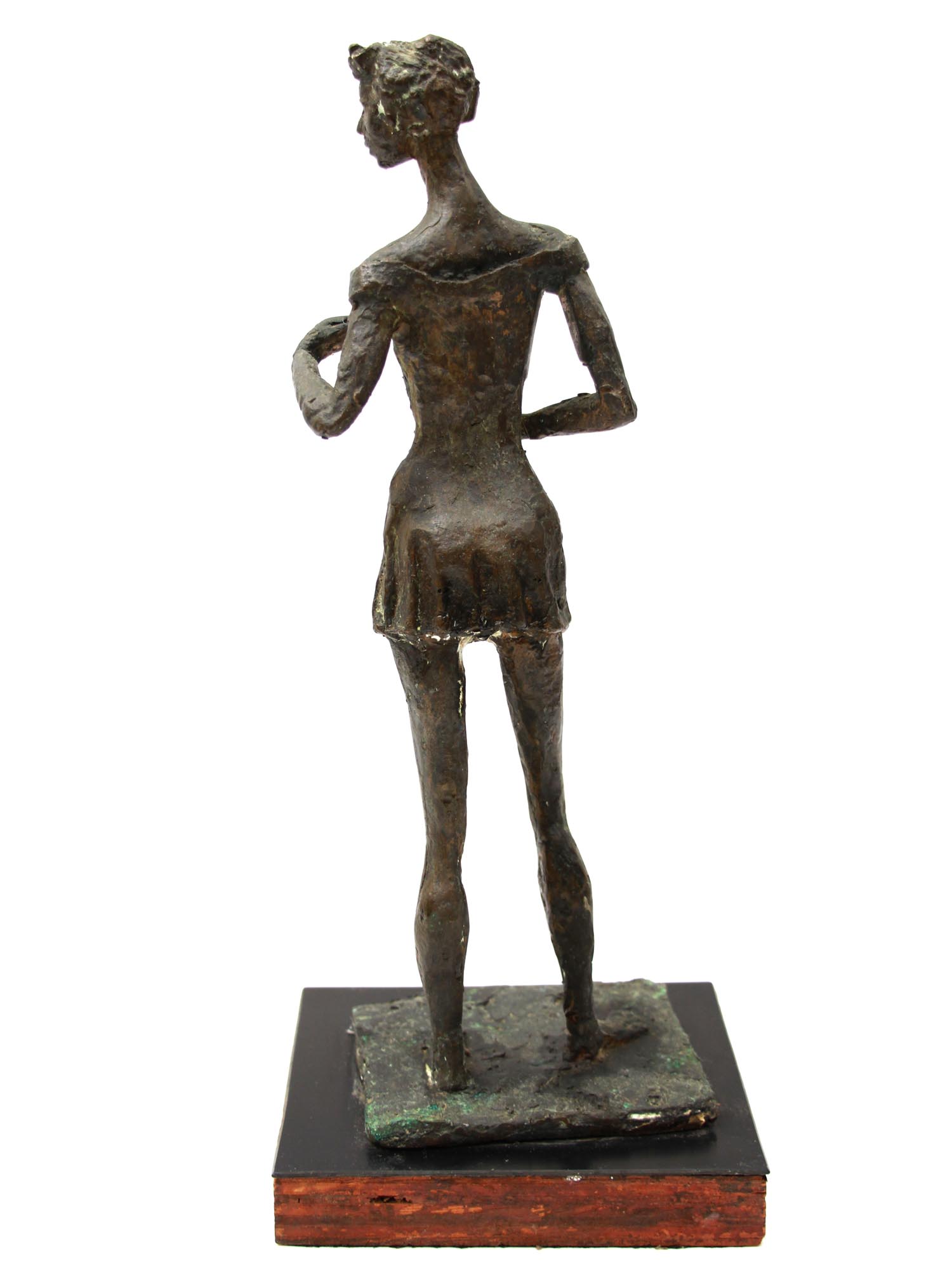 A BRONZE STATUE OF A DANCER WOMAN IN A DRESS PIC-3