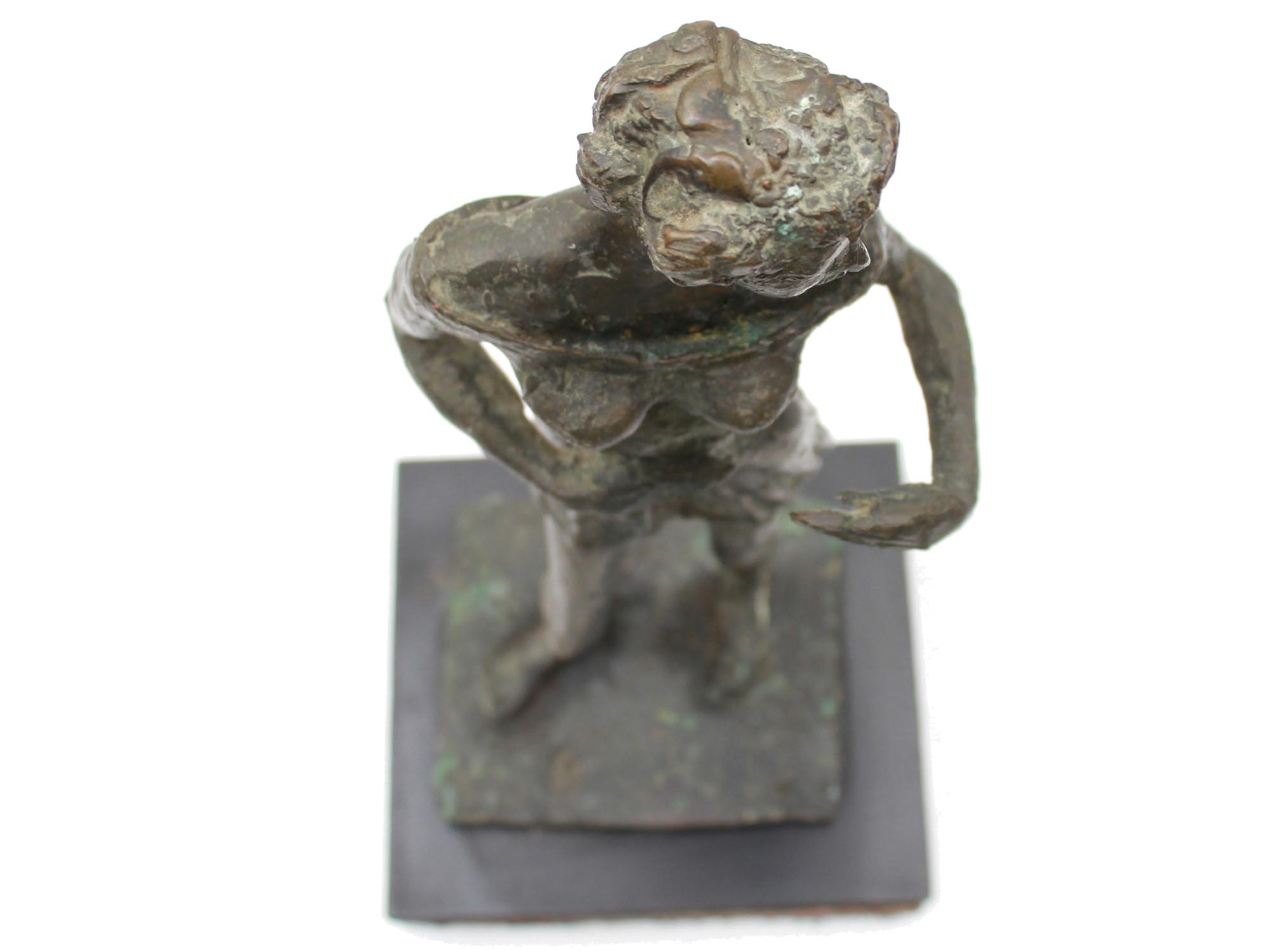 A BRONZE STATUE OF A DANCER WOMAN IN A DRESS PIC-4