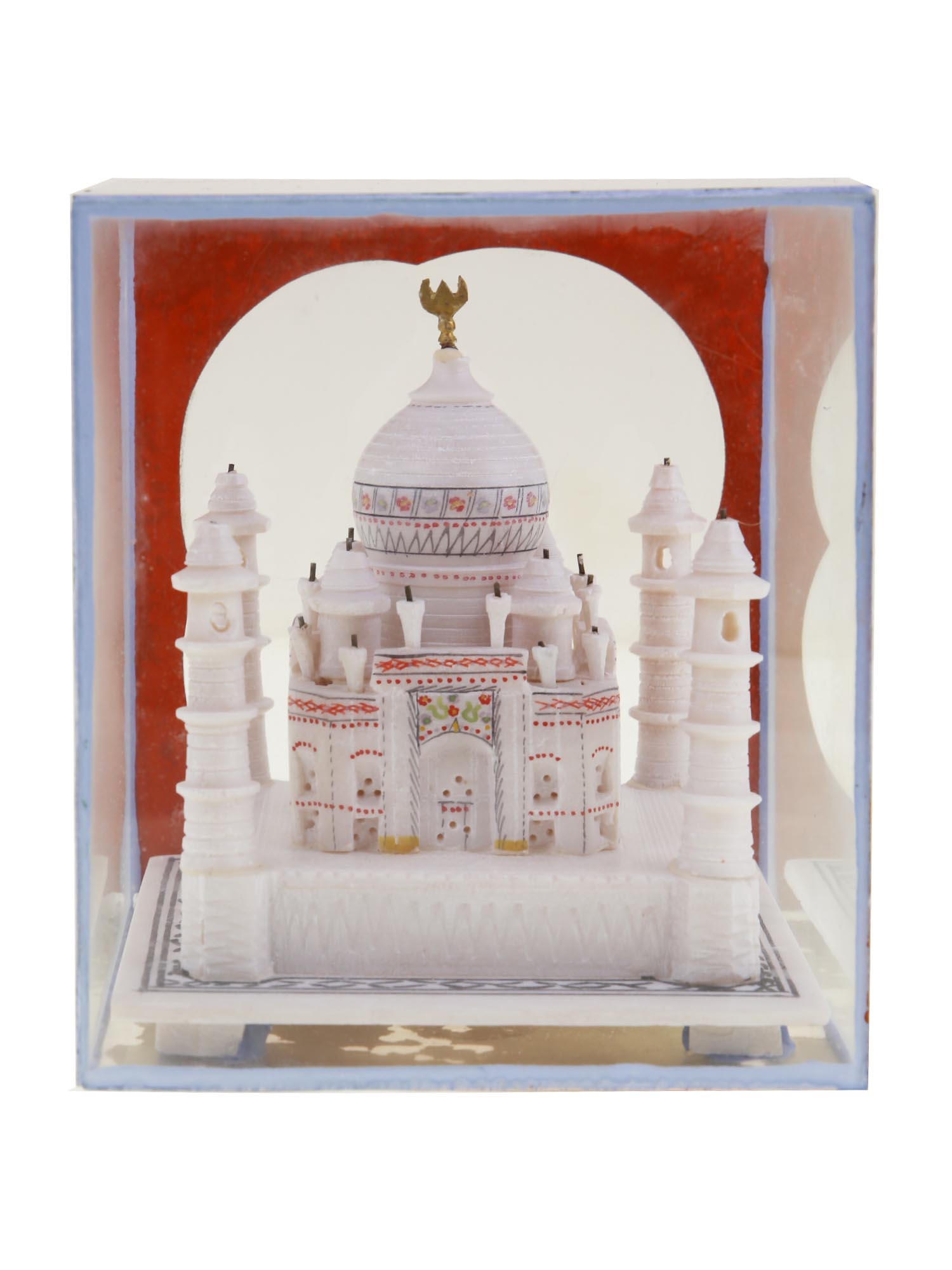 A HAND CARVED ALABASTER TAJ MAHAL MINIATURE PIC-1