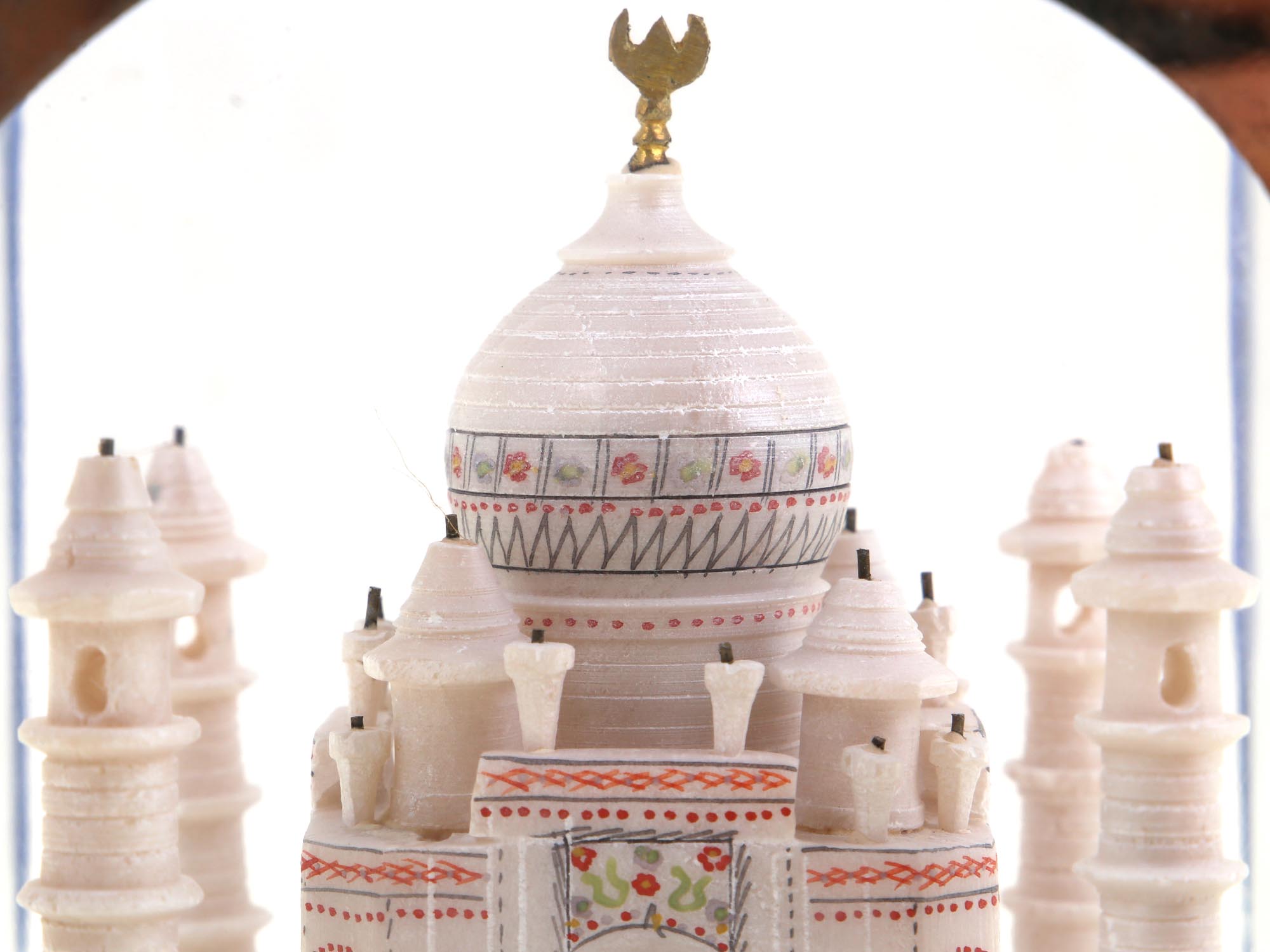 A HAND CARVED ALABASTER TAJ MAHAL MINIATURE PIC-5