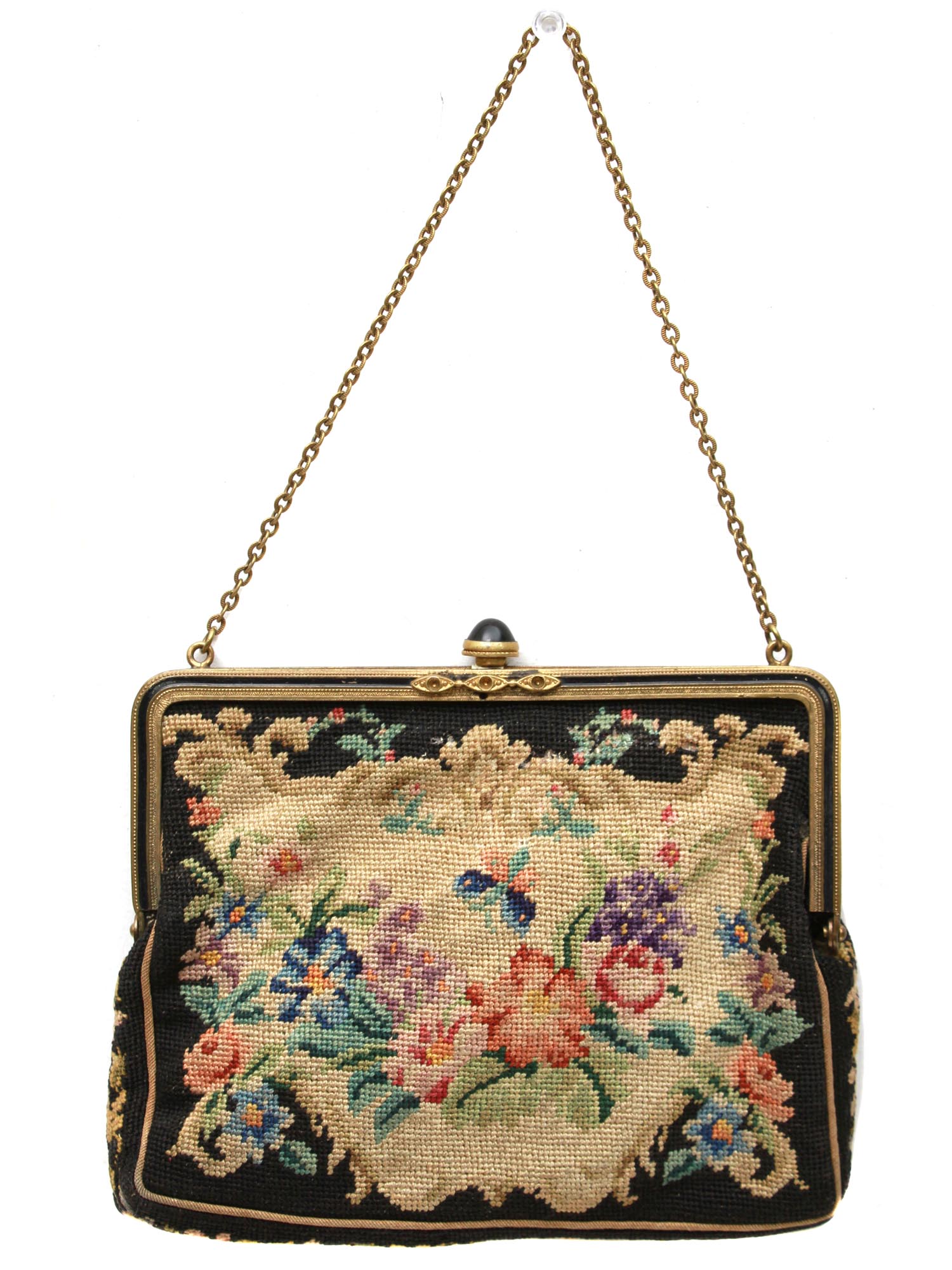 A VINTAGE FLORAL TAPESTRY LADIES PURSE PIC-0