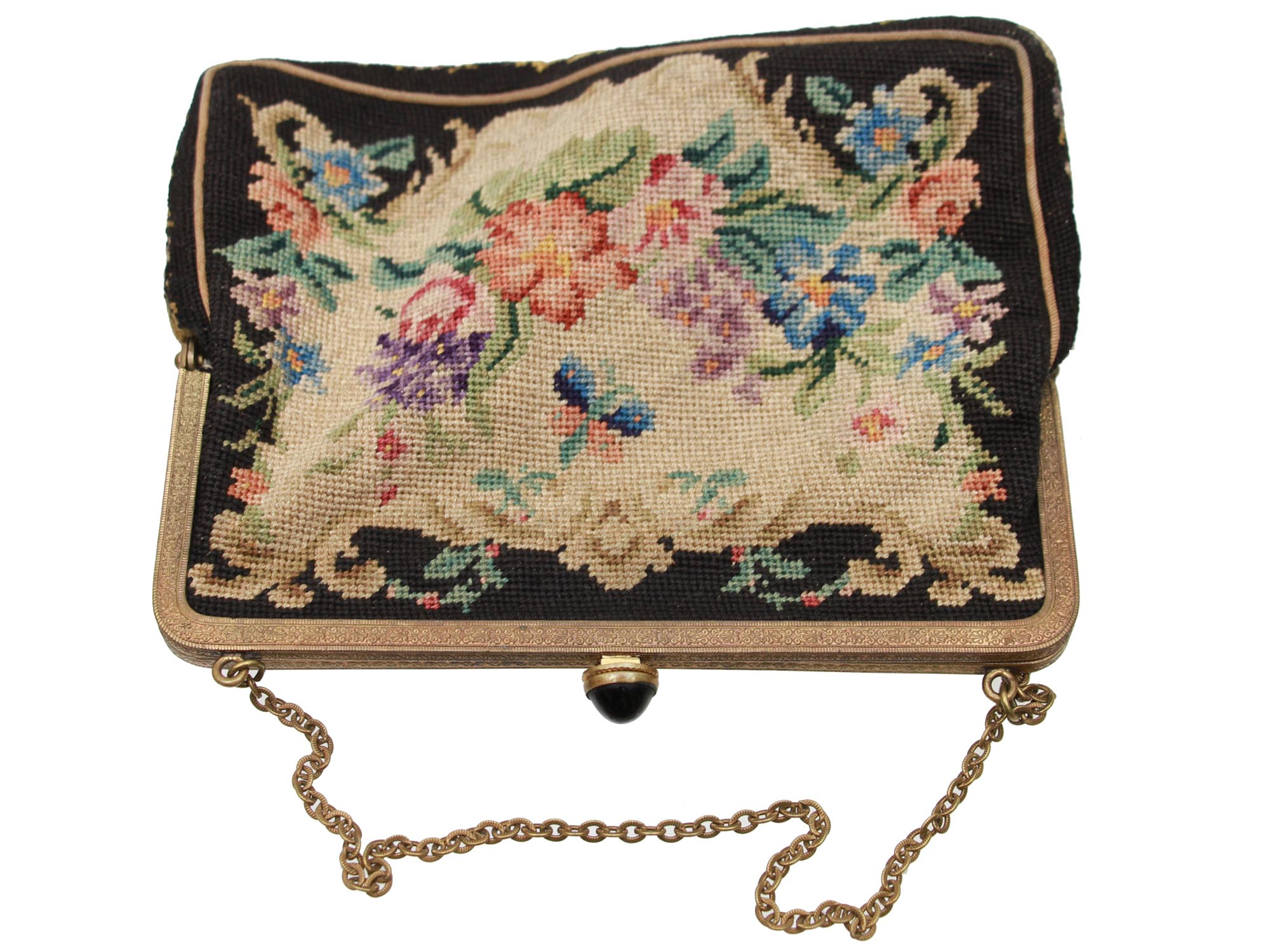 A VINTAGE FLORAL TAPESTRY LADIES PURSE PIC-1