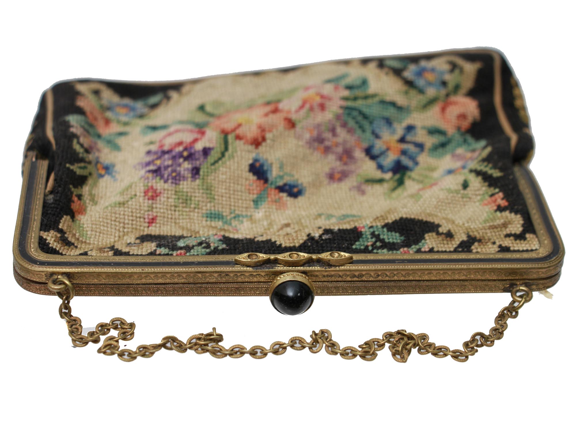 A VINTAGE FLORAL TAPESTRY LADIES PURSE PIC-3