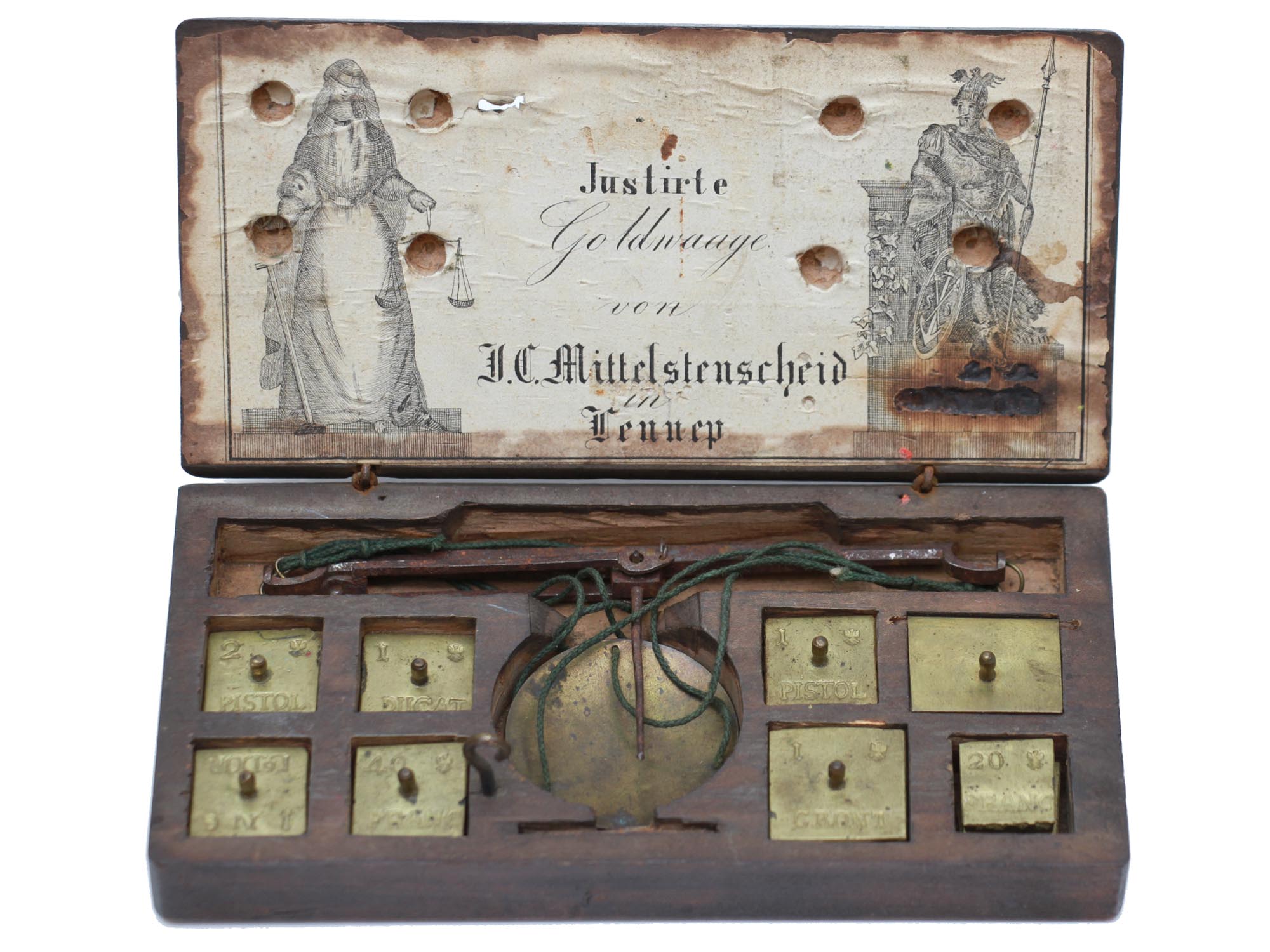 AN ANTIQUE GERMAN COIN SCALE WITH A BOX CA. 1800 PIC-0