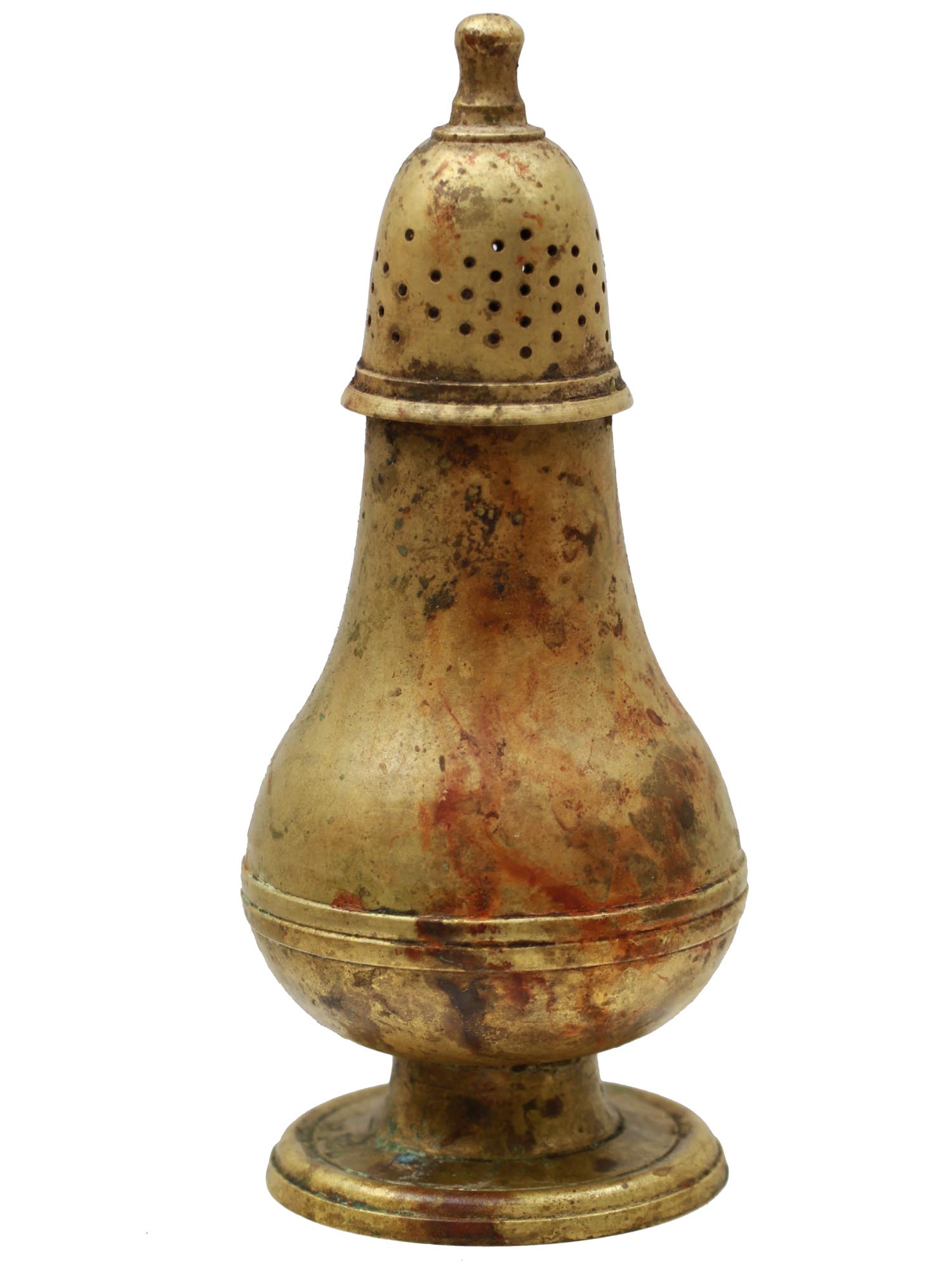 A VINTAGE INDIAN LIDDED BRASS SALT SHAKER PIC-1