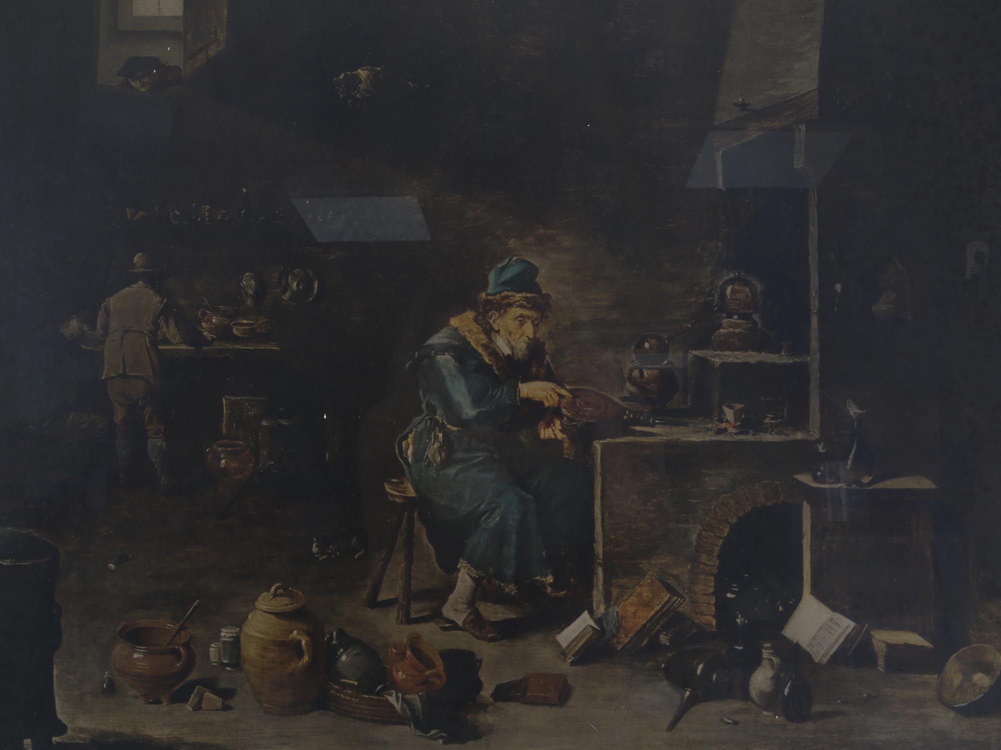 AN ANTIQUE PRINT OF THE ALCHEMIST BY D TENIERS PIC-2