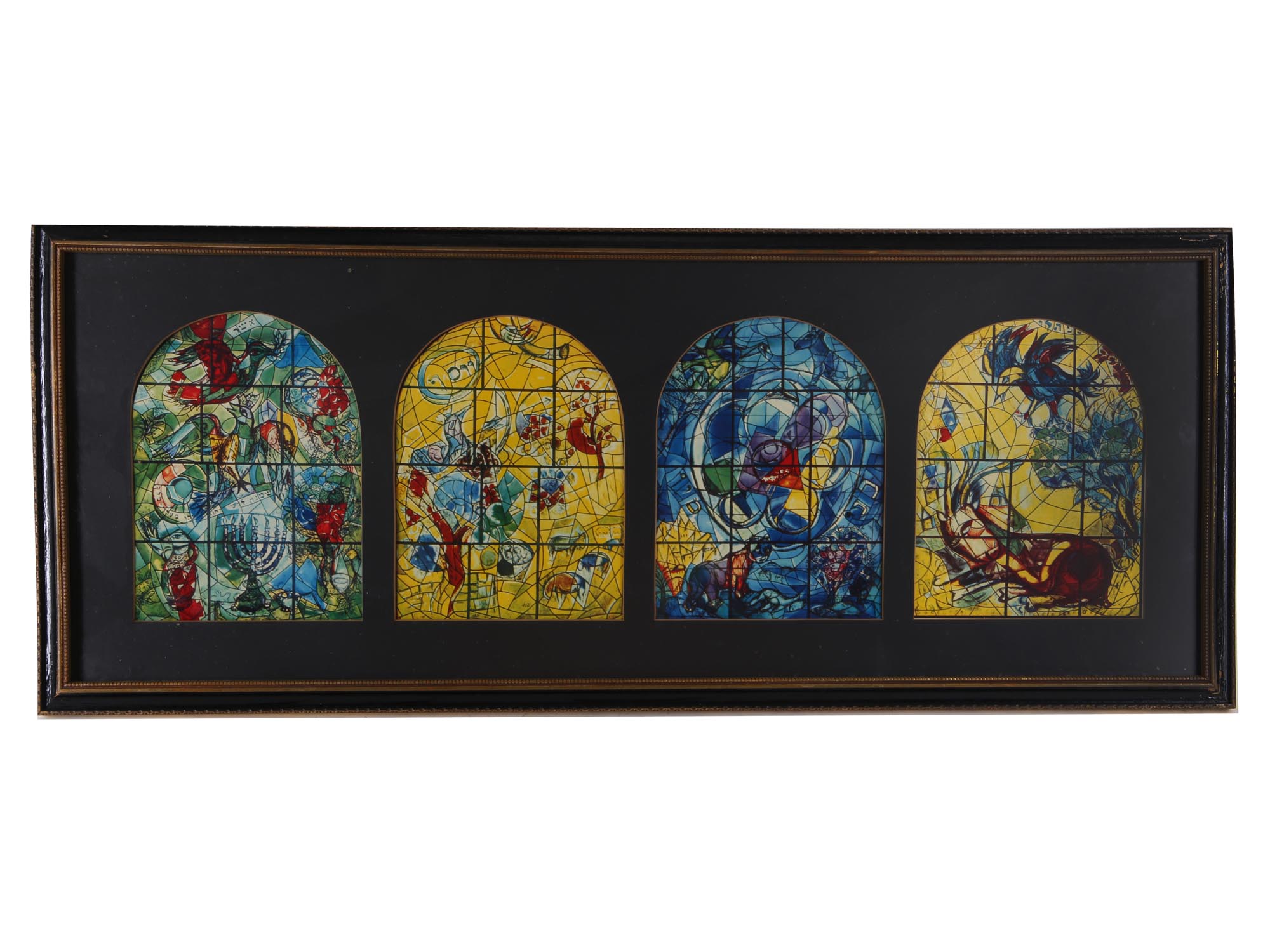 AFTER CHAGALL EIGHT JEWISH PRINT OF GLASS WINDOWS PIC-1