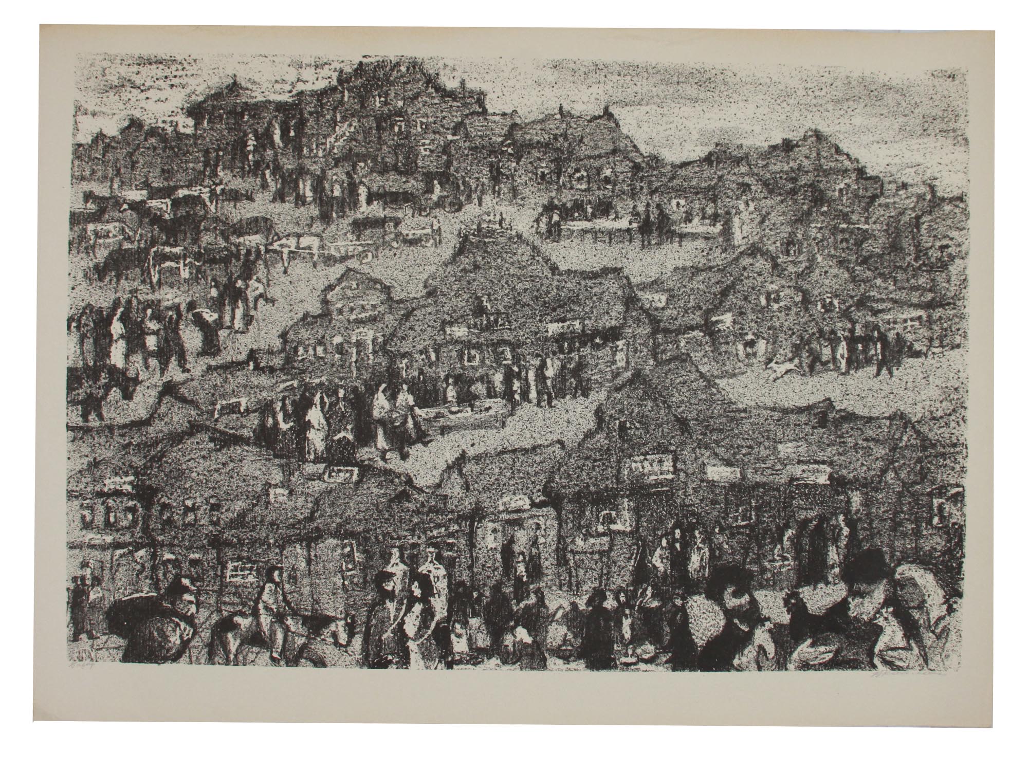 RUSSIAN JEWISH B & W LITHOGRAPH BY ANATOLI KAPLAN PIC-0