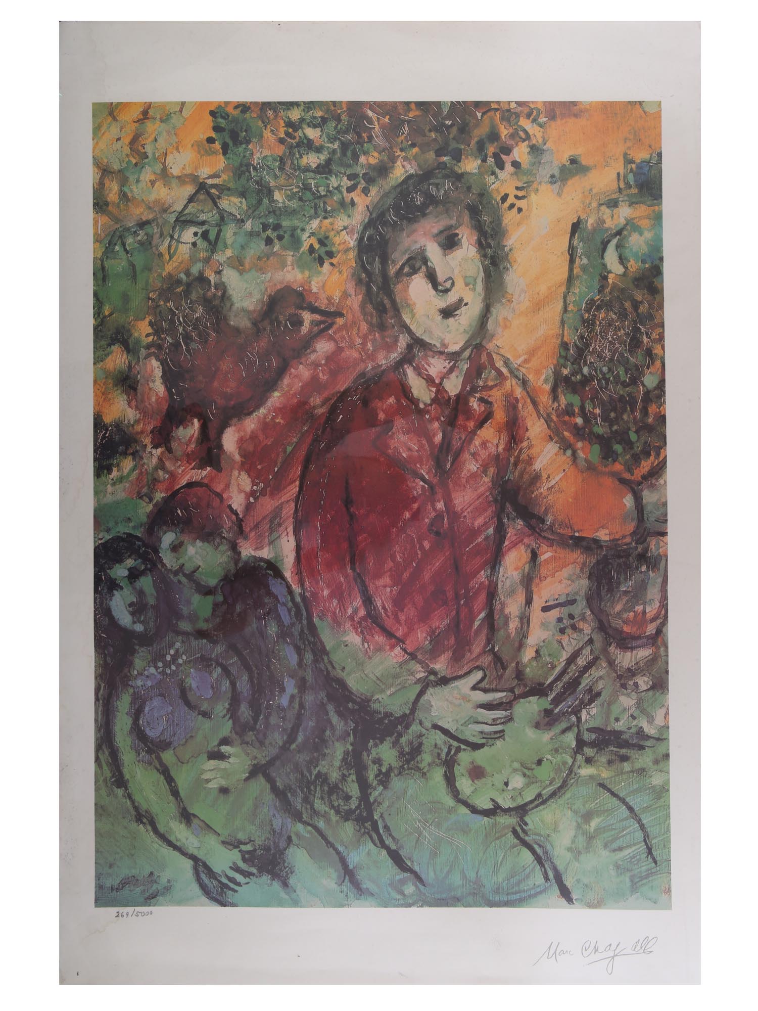 AFTER MARC CHAGALL FRENCH LITHOGRAPH ARTIST LOVER PIC-0