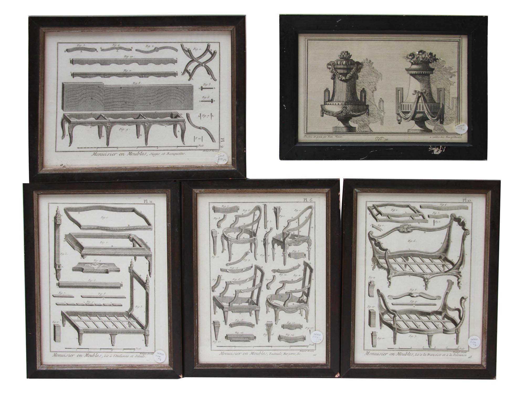 FIVE ANTIQUE FRENCH ETCHING FURNITURE BY R BENARD PIC-0