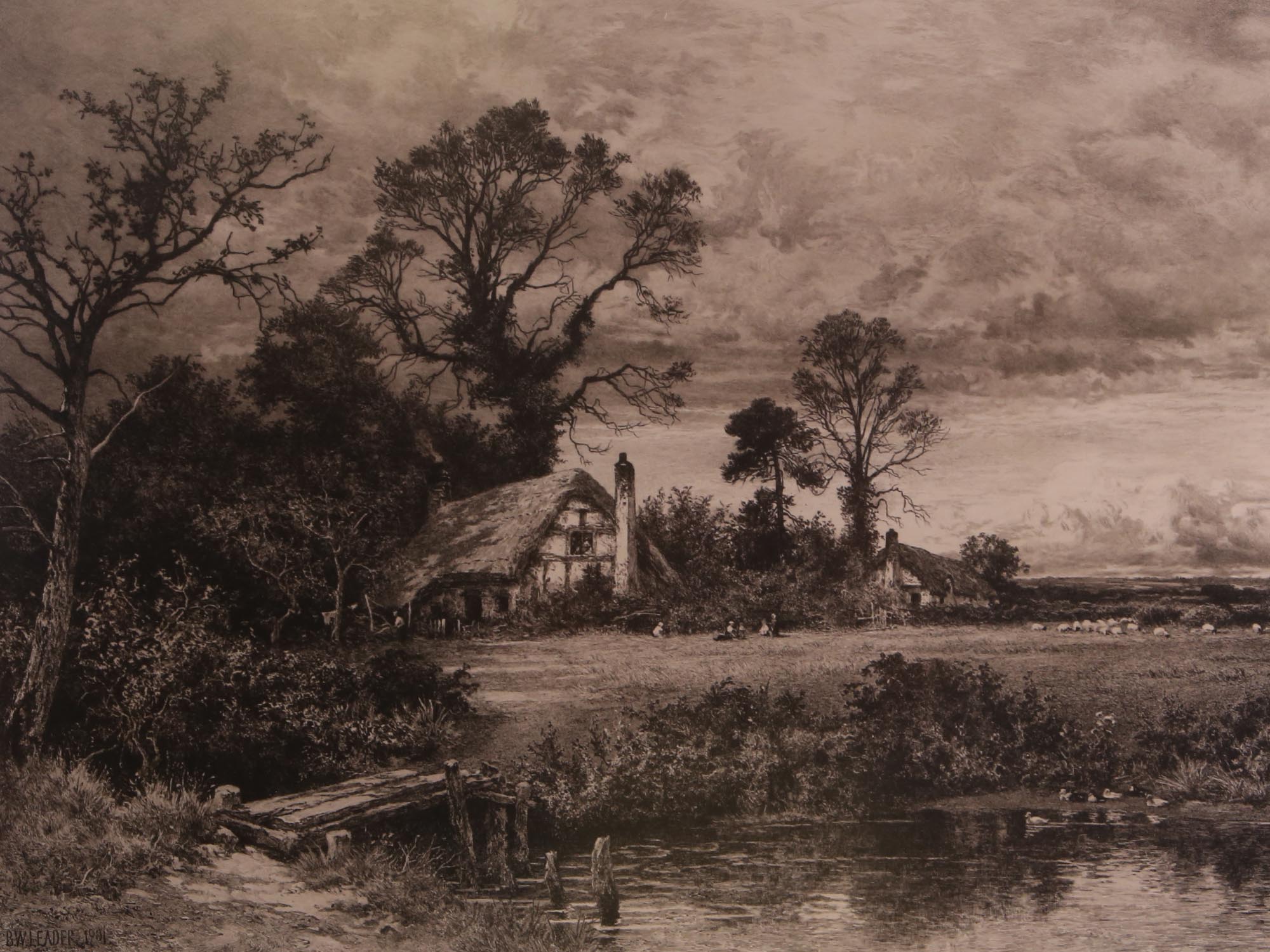 AN ENGLISH ETCHING LANDSCAPE BY BENJAMIN LEADER PIC-1