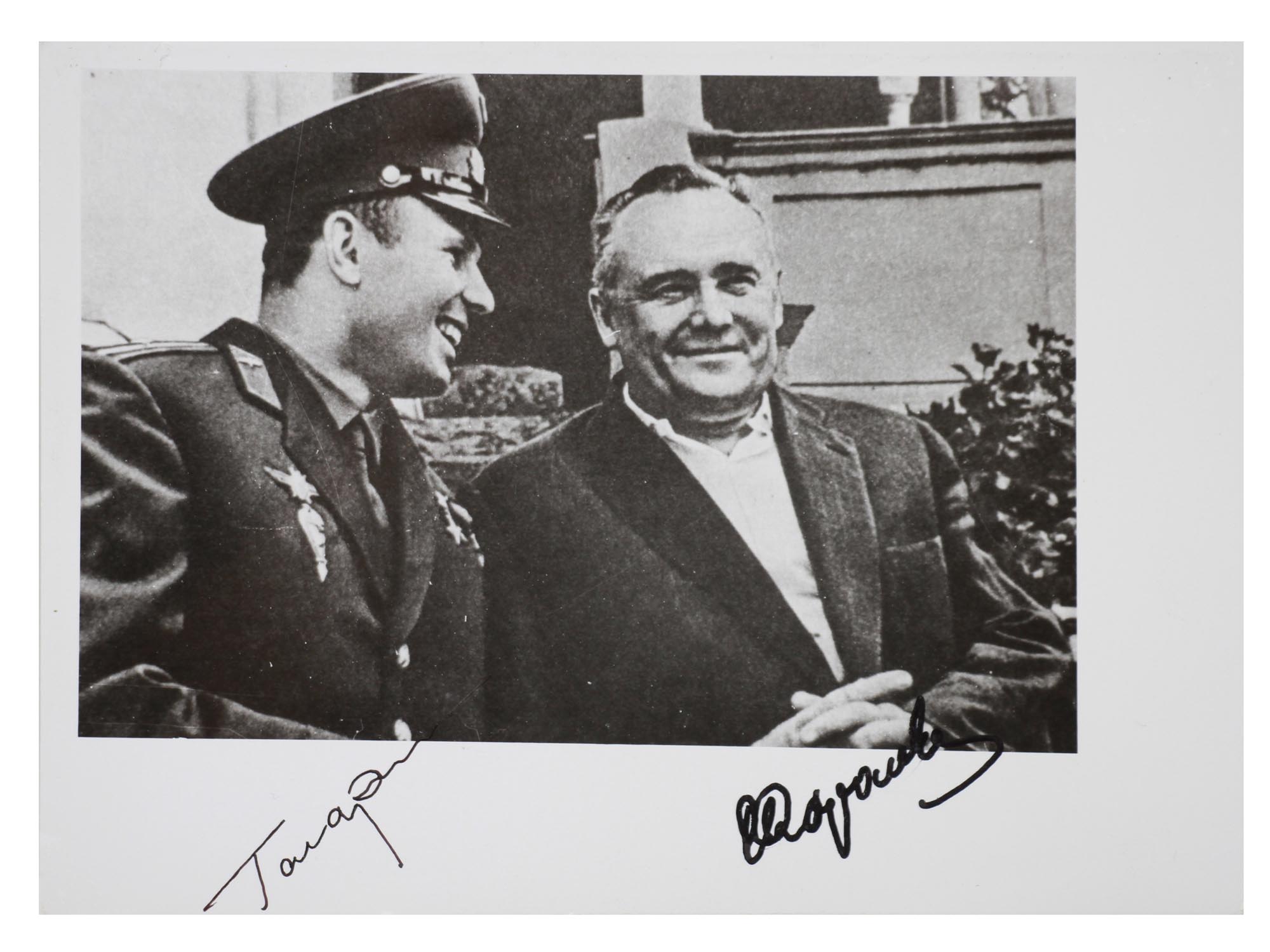 A SOVIET SIGNED PHOTOGRAPH OF KOROLEV AND GAGARIN PIC-0