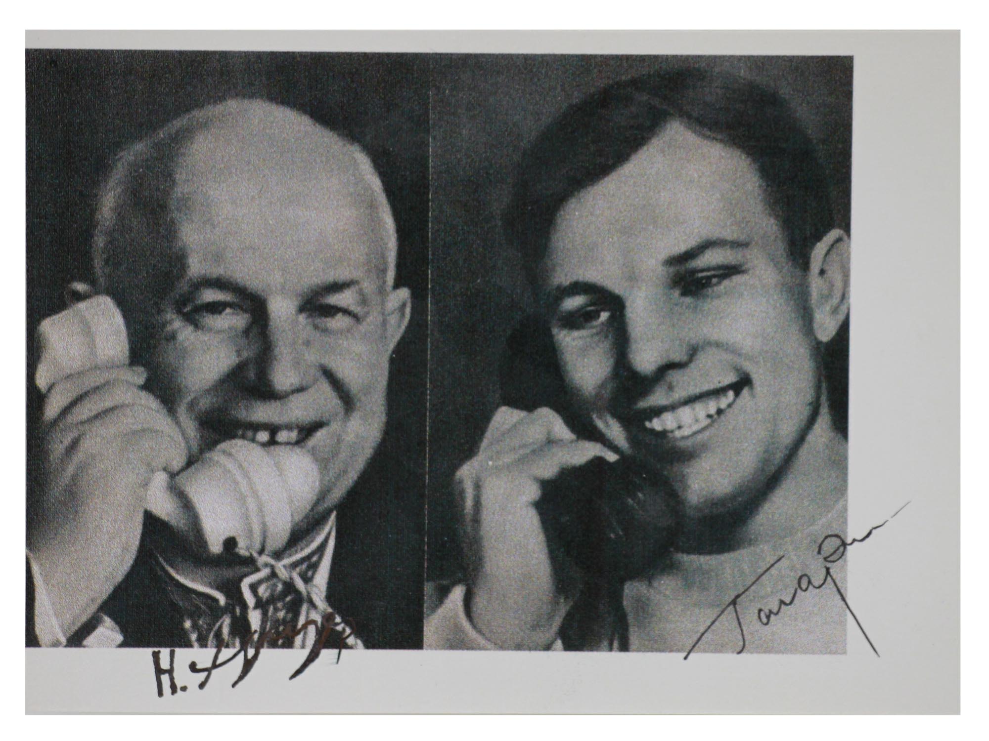 A SOVIET PHOTO SIGNED KHRUSHCHEV AND GAGARIN PIC-0