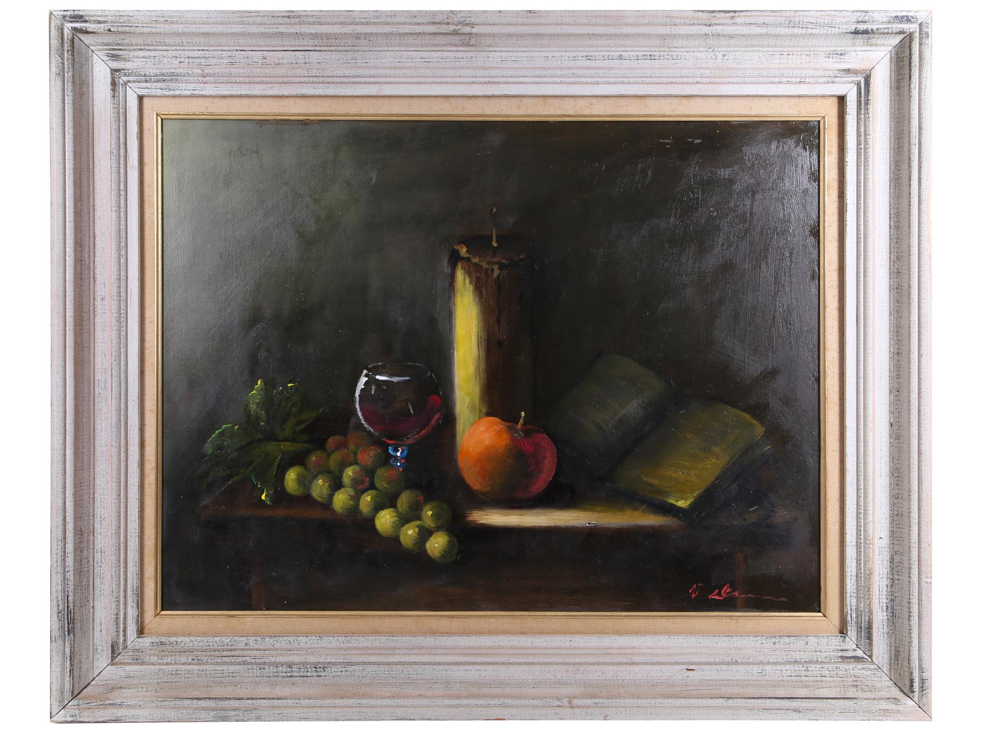 A SIGNED OIL ON PANEL STILL LIFE PAINTING PIC-0