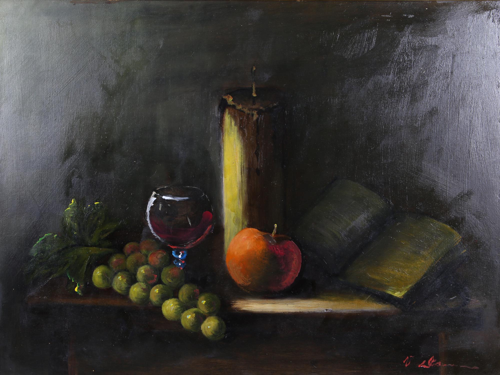 A SIGNED OIL ON PANEL STILL LIFE PAINTING PIC-1