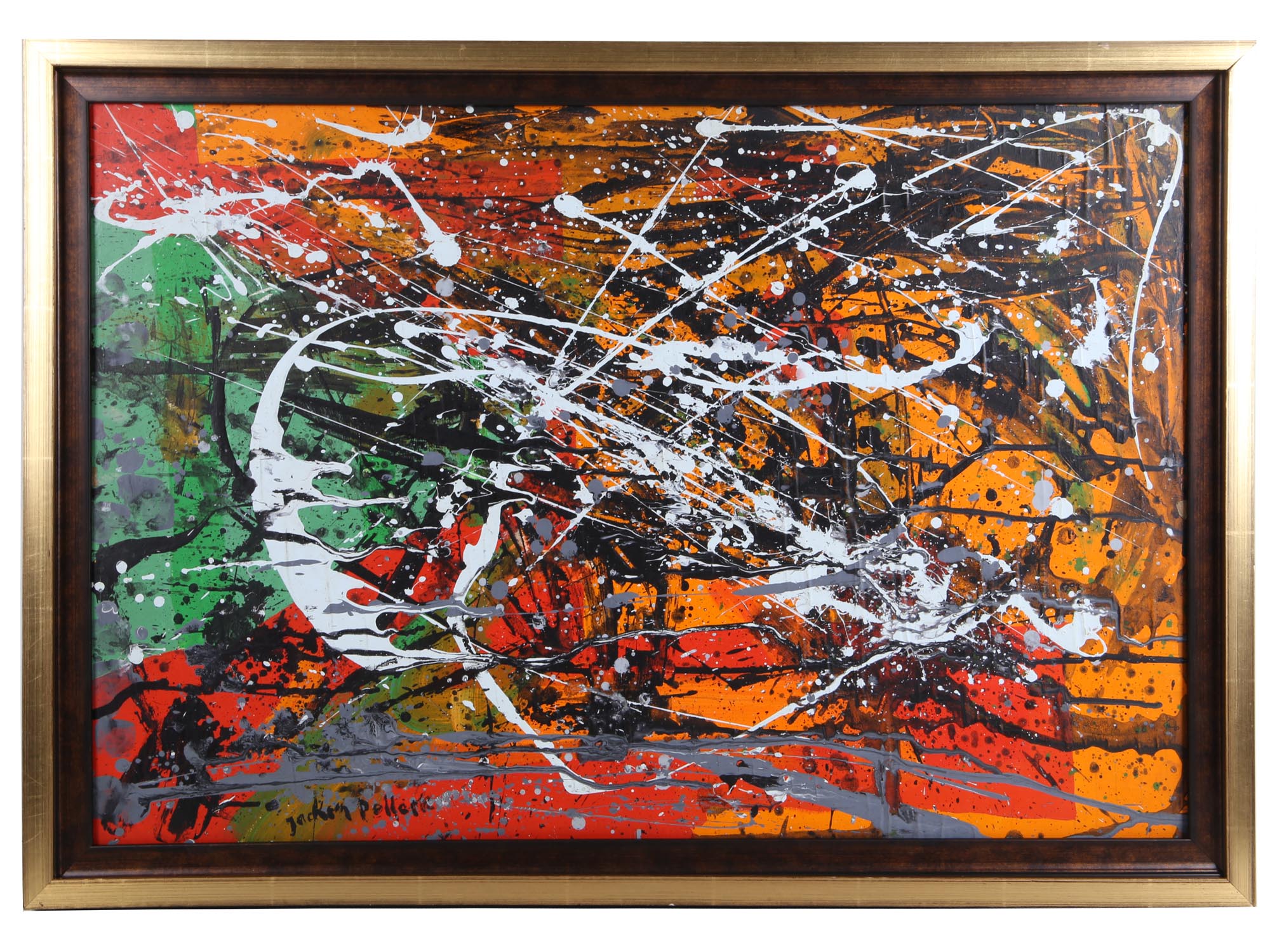 ATTR TO JACKSON POLLOCK MIXED MEDIA PAINTING PIC-0