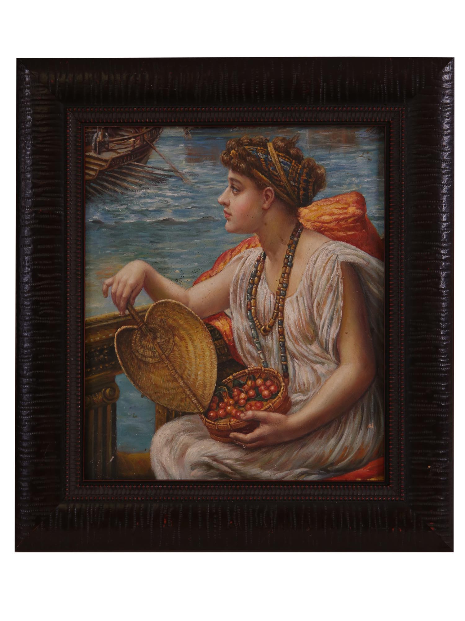 AFTER EDWARD JOHN POYNTER OIL PAINTING ROMAN BOAT PIC-0