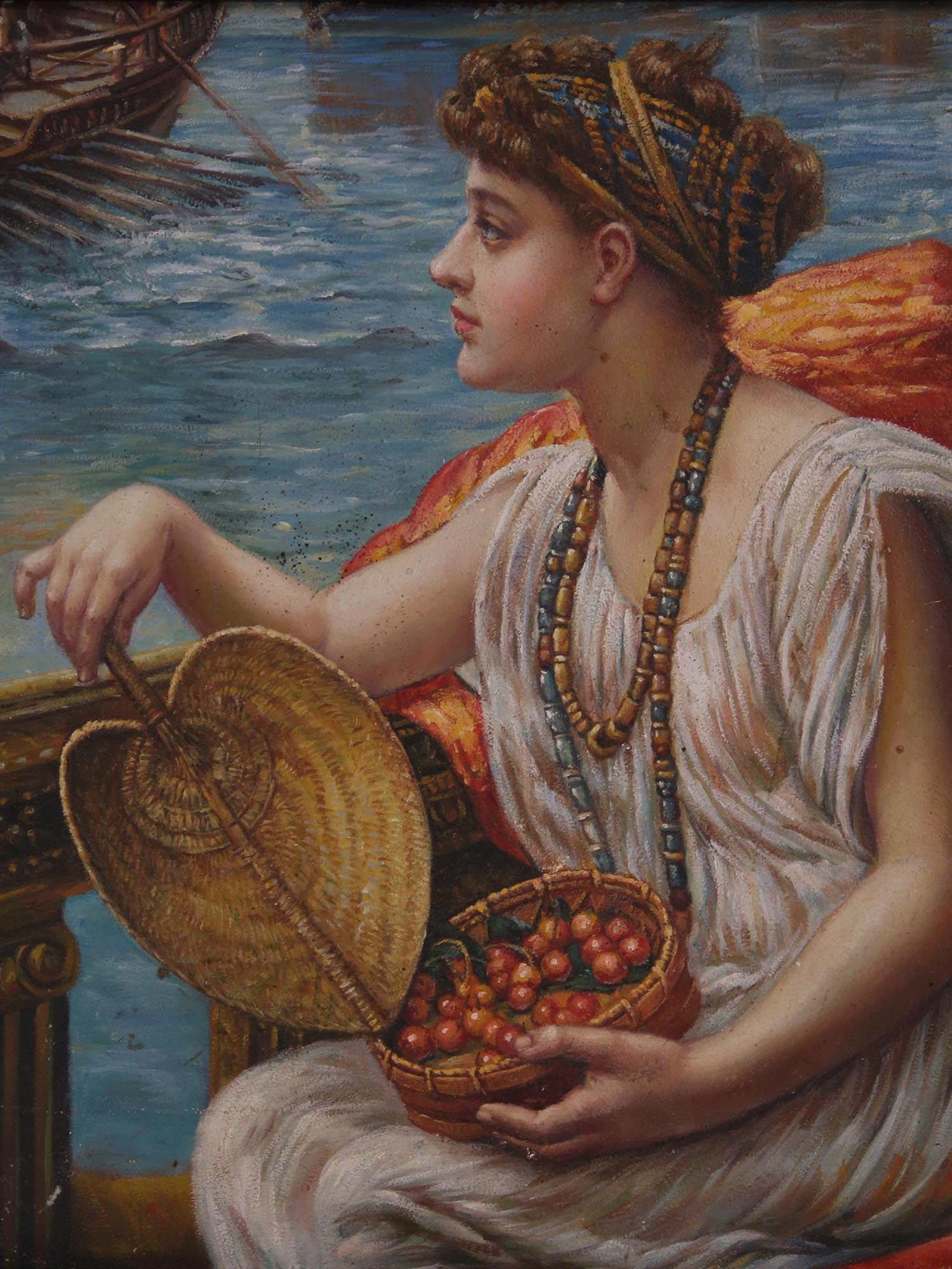 AFTER EDWARD JOHN POYNTER OIL PAINTING ROMAN BOAT PIC-1