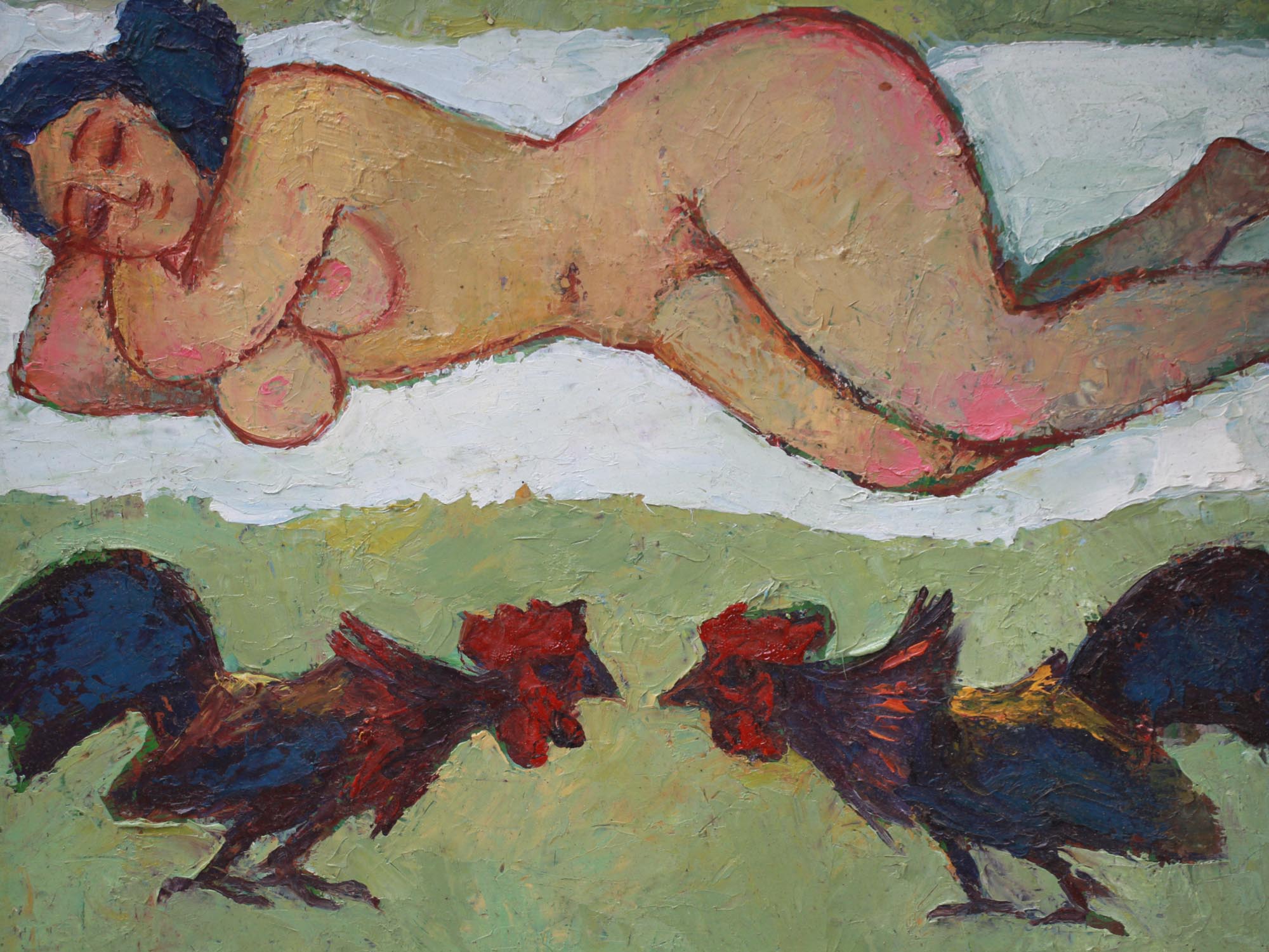 TURKMEN OIL PAINTING ROOSTERS BY YARLY BAYRAMOV PIC-1