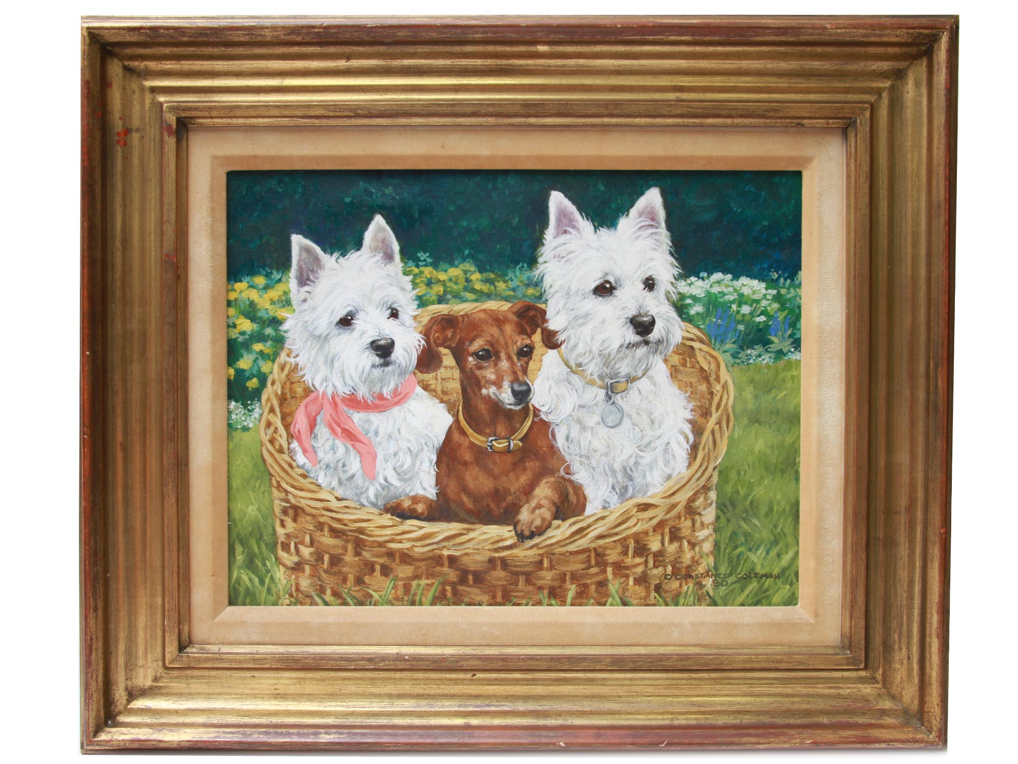 AMERICAN OIL PAINTING DOGS BY CONSTANCE COLEMAN PIC-0