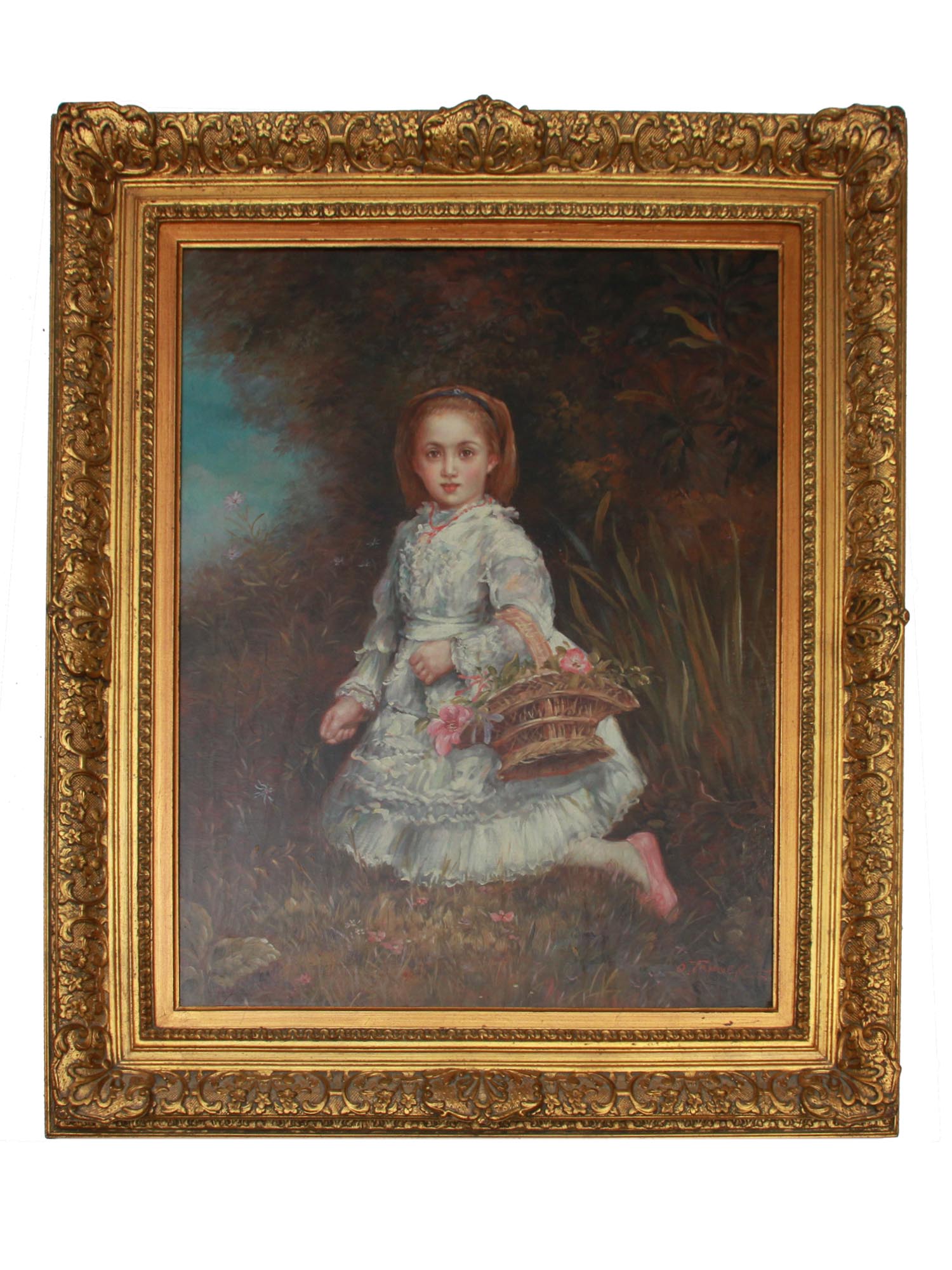 AN ANTIQUE OIL PAINTING PORTRAIT SIGNED O.TANNER PIC-0