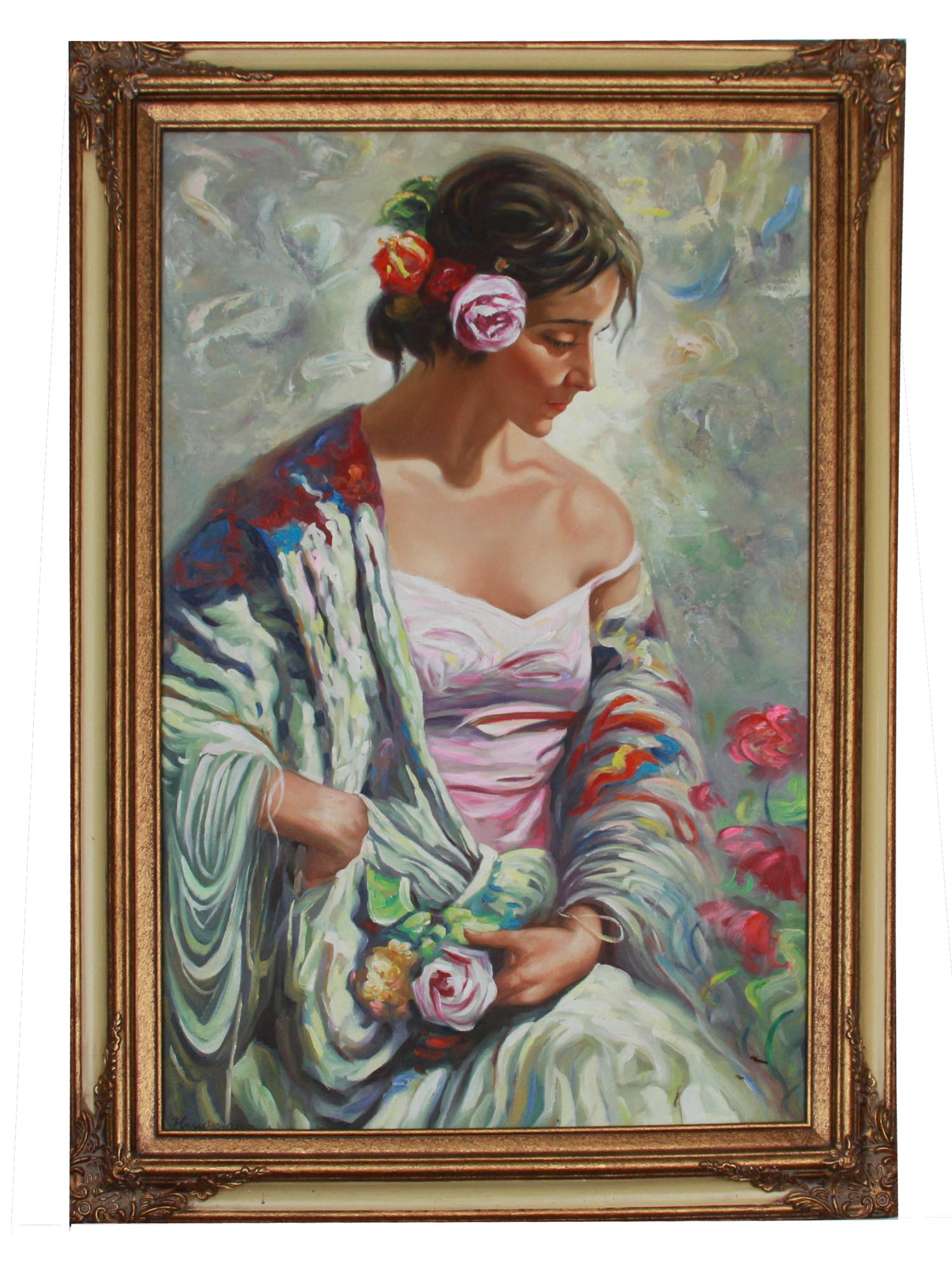 AFTER JOSE ROYO OIL PAINTING ON CANVAS SIGNED PIC-0