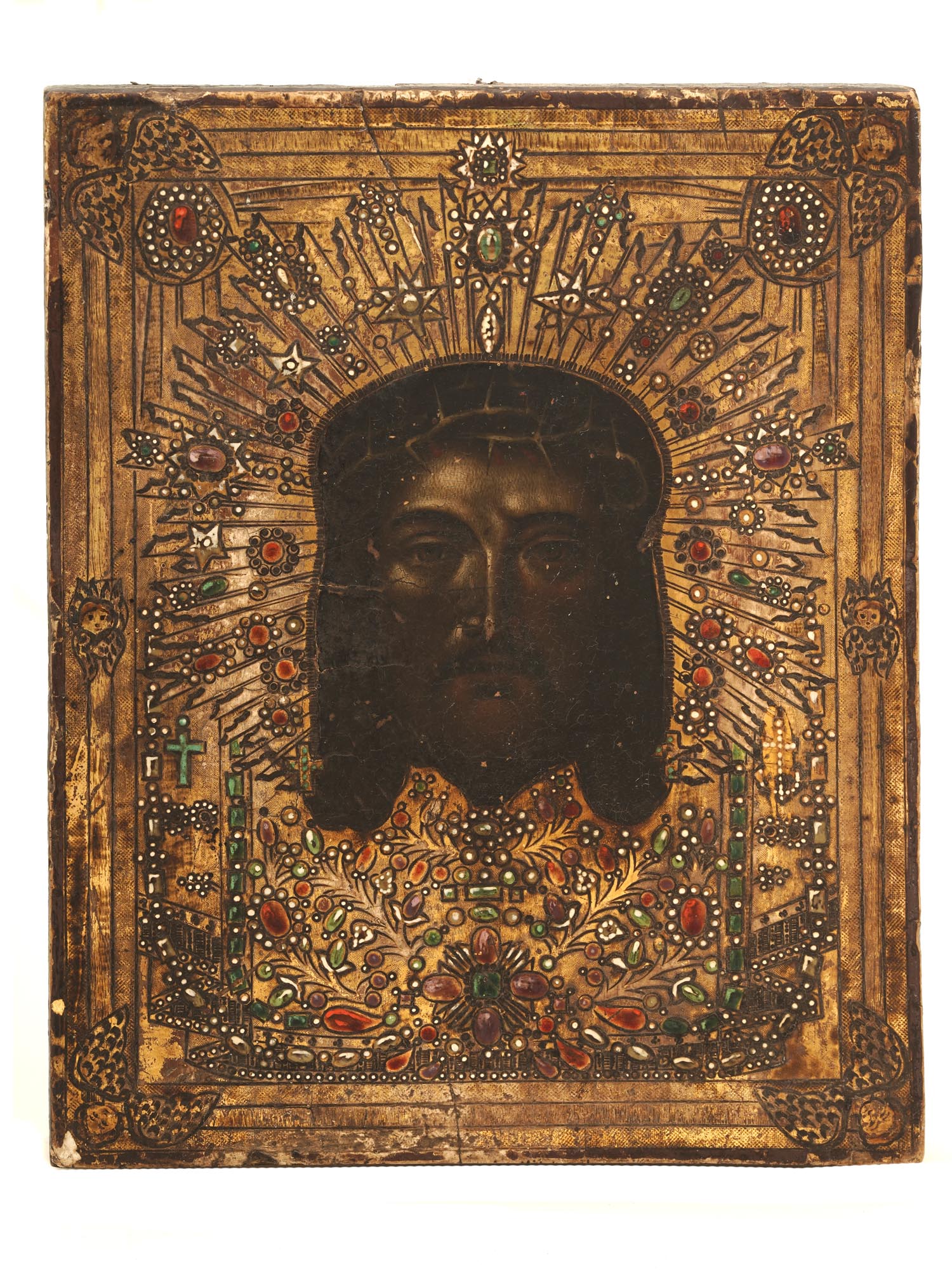 ANTIQUE RUSSIAN ORTHODOX ICON OF HOLY MANDYLION PIC-0